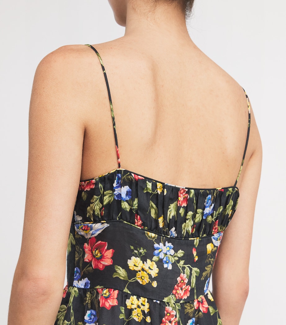 DÔEN Womens Ramie Floral Benoit Midi Dress Noir Wild Rose Image 4