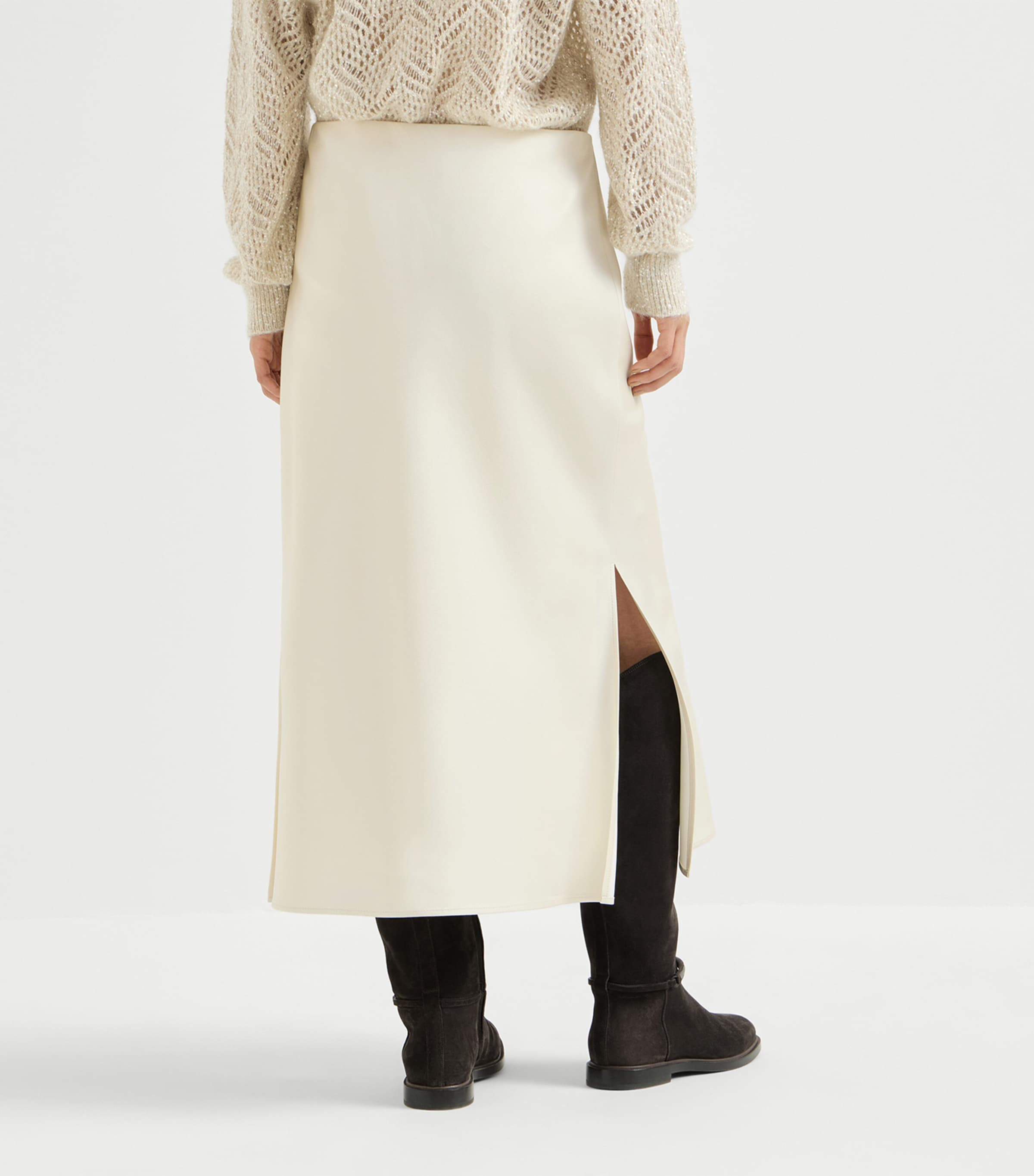 Brunello Cucinelli Womens Satin Midi Skirt Image 3