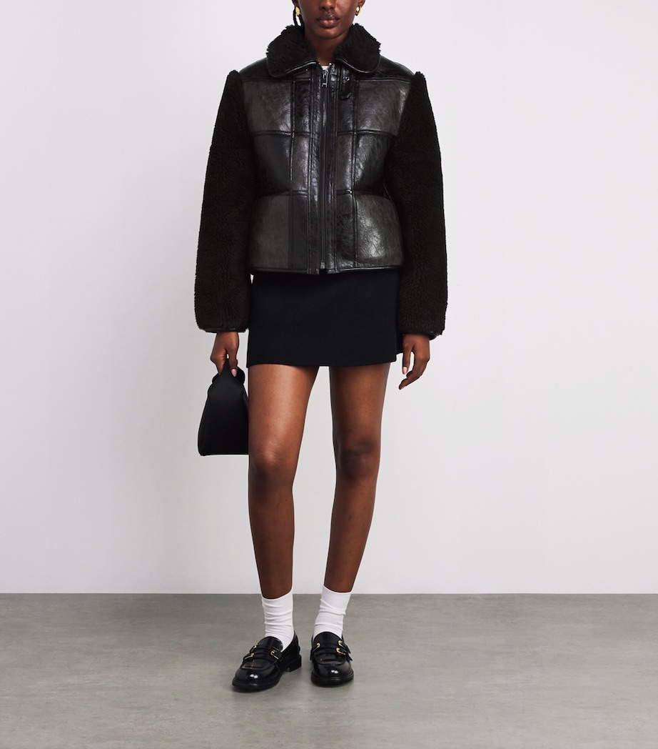 Faux Fur-Trim Bomber Jacket BLACK GREY Image 2