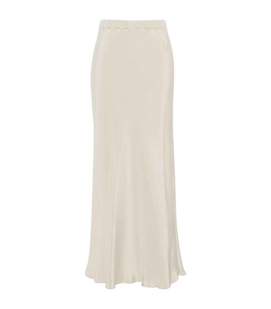 Max Mara Womens Silk Maxi Skirt Stone Image 1