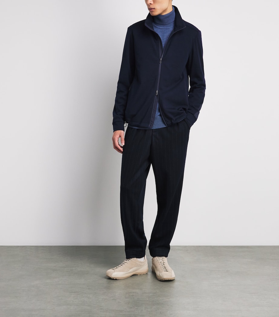 Sease Mens Virgin Wool-Blend Explorer Sweatshirt Navy Blue Image 2