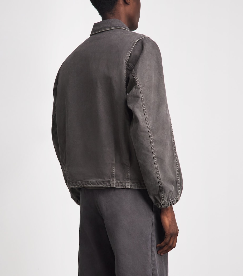 YOKE Mens Garment-Dyed Bomber Jacket Charcol Brown Image 5