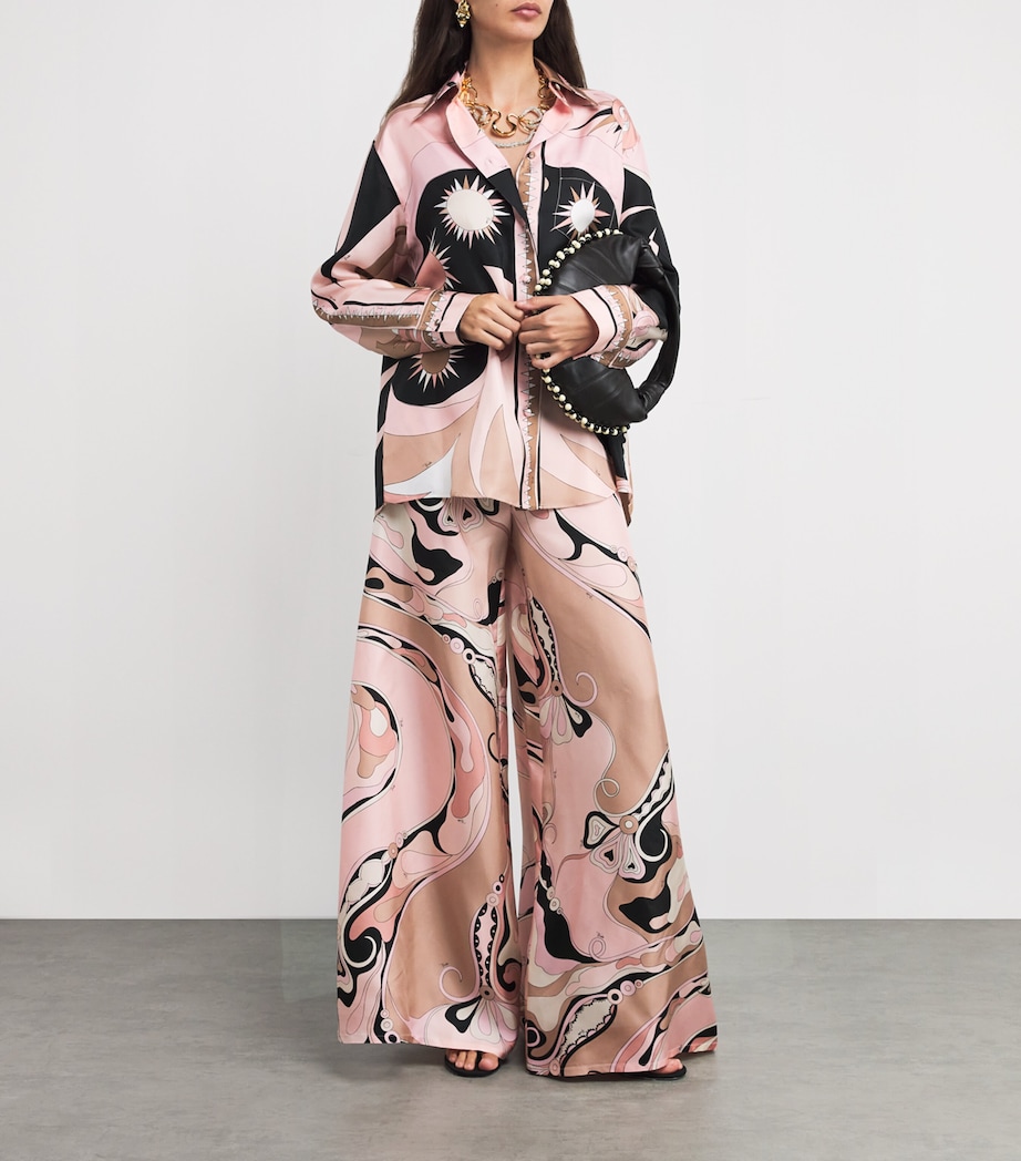 Silk Twill Orchidee Print Trousers 023 NUDE Image 2