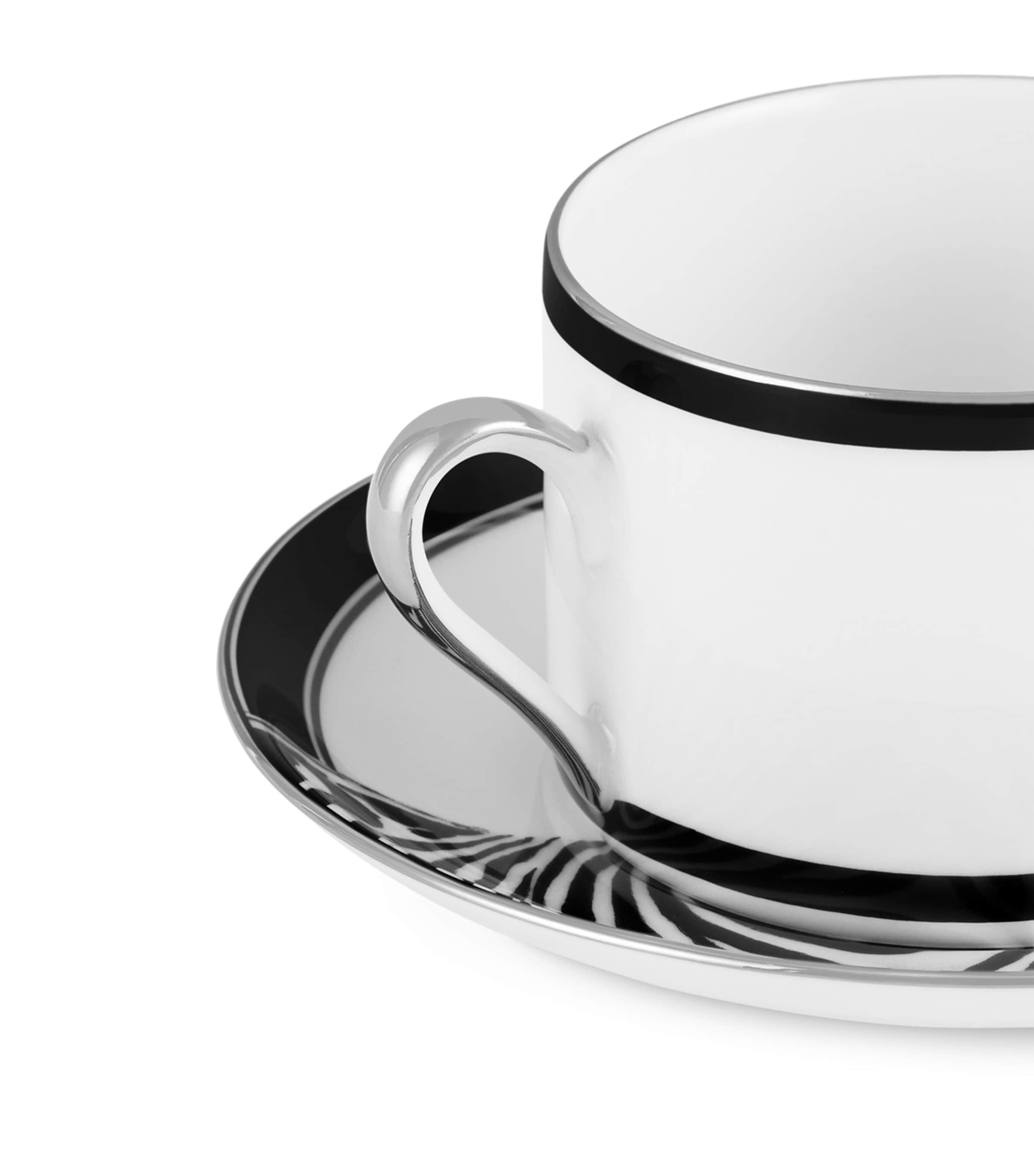 Set of 2 Zebra Teacups and Saucers UZ017ZEBRA1FDOBIANCO Image 3