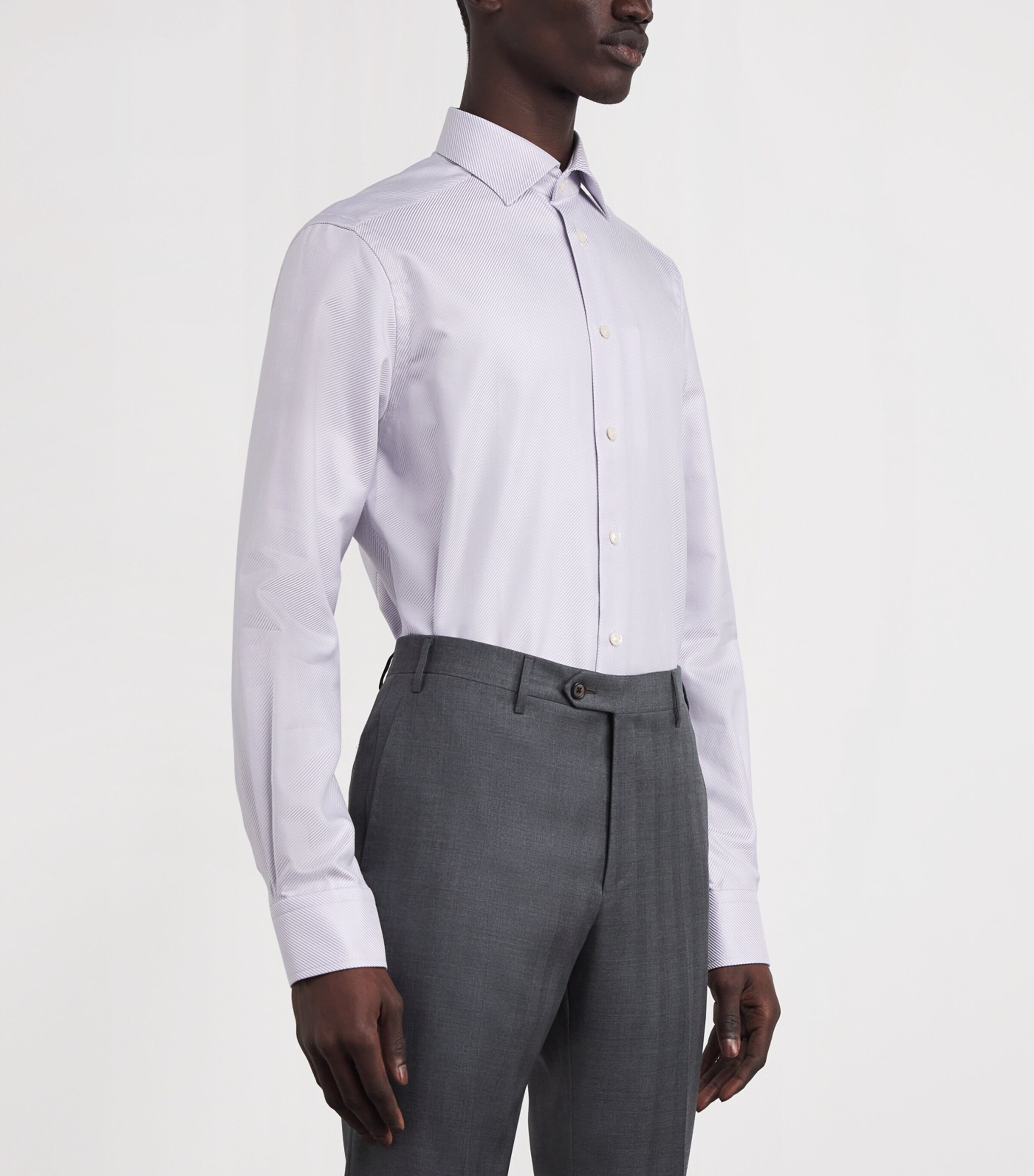 Eton Mens Organic Cotton King Twill Shirt Light Purple Image 3