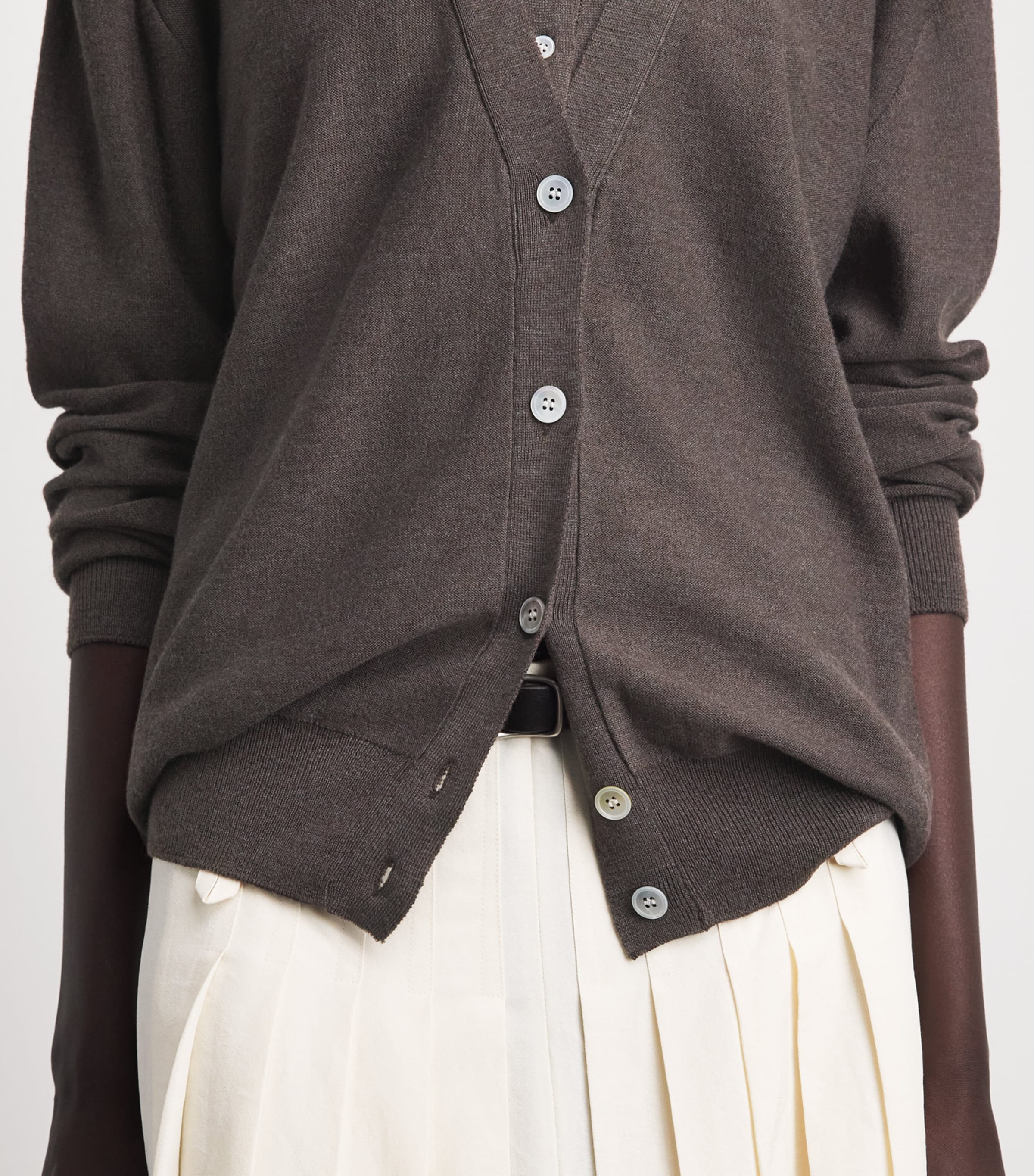 Source Unknown Womens Layered Fabbie Cardigan Br Image 3