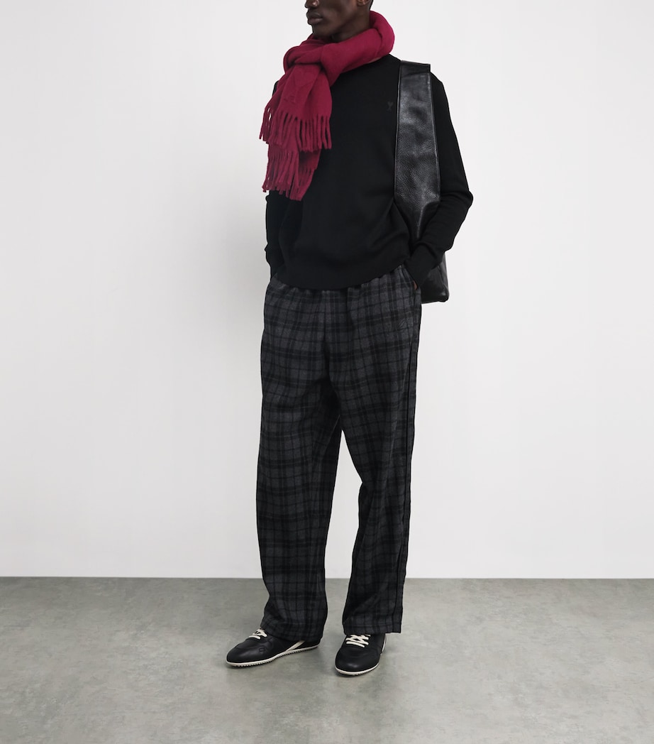 Wool Fringe Scarf 692 - CERISE Image 2