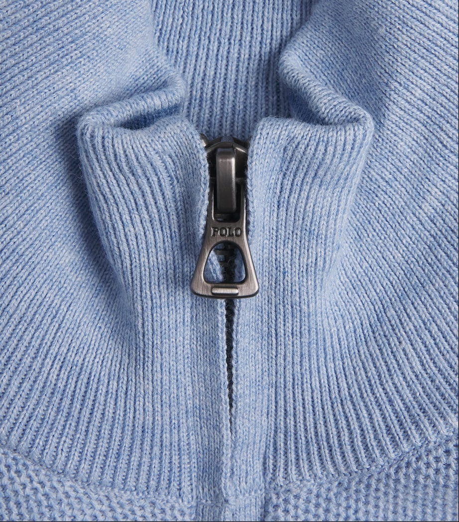 Polo Ralph Lauren Mens Cotton Quarter-Zip Sweatshirt Blue Hyacinth Hthr Image 6