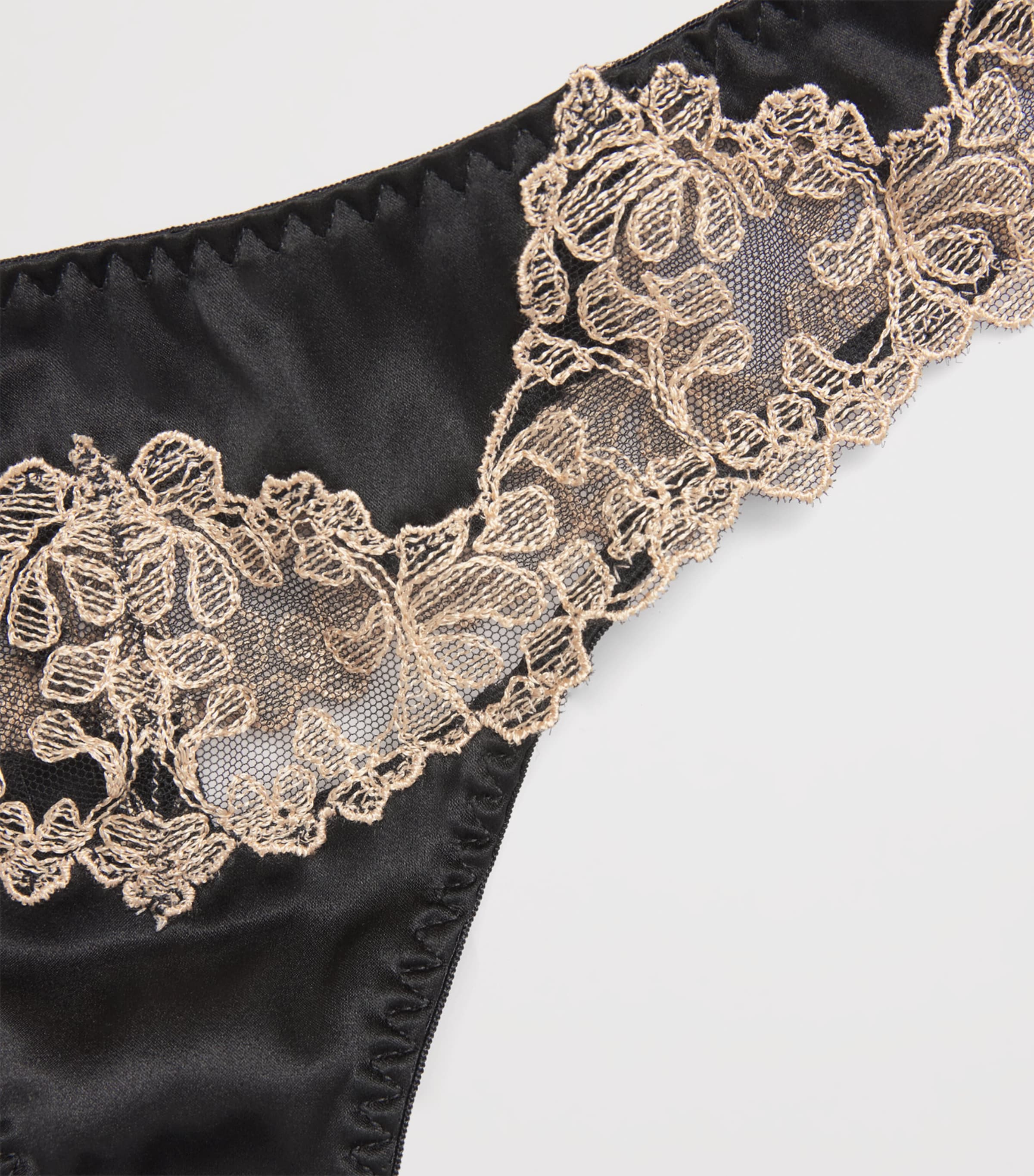 Silk-Blend Reina Skirted Thong BLACK & GOLD Image 4