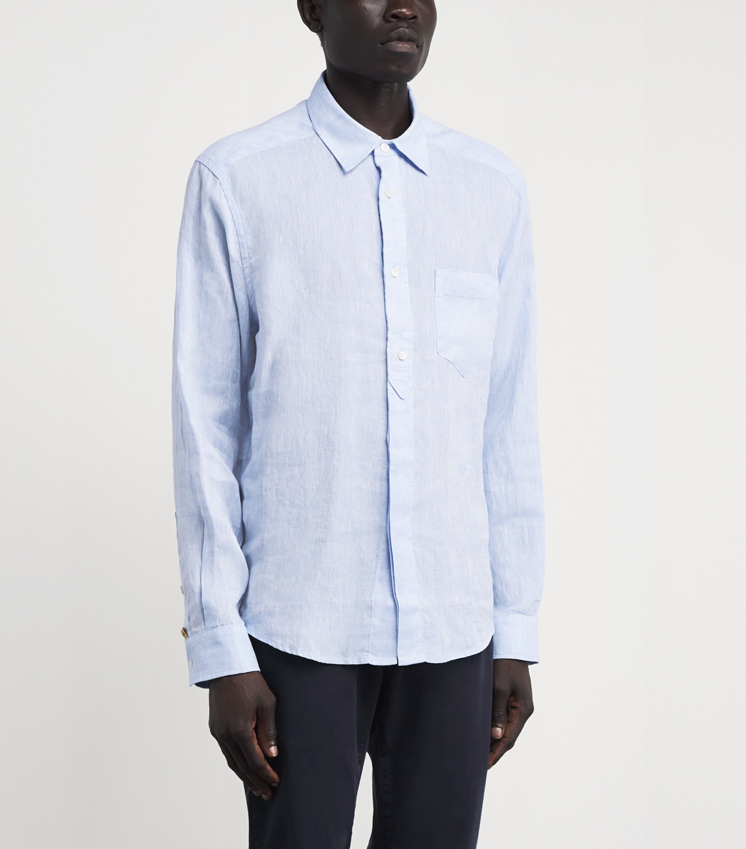 JACOB COHËN Mens Linen Long-Sleeve Shirt Violet Image 4