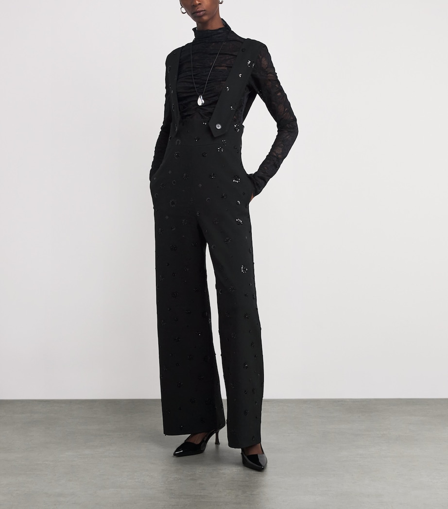 Embellished Straight Dungarees BLACK Image 2
