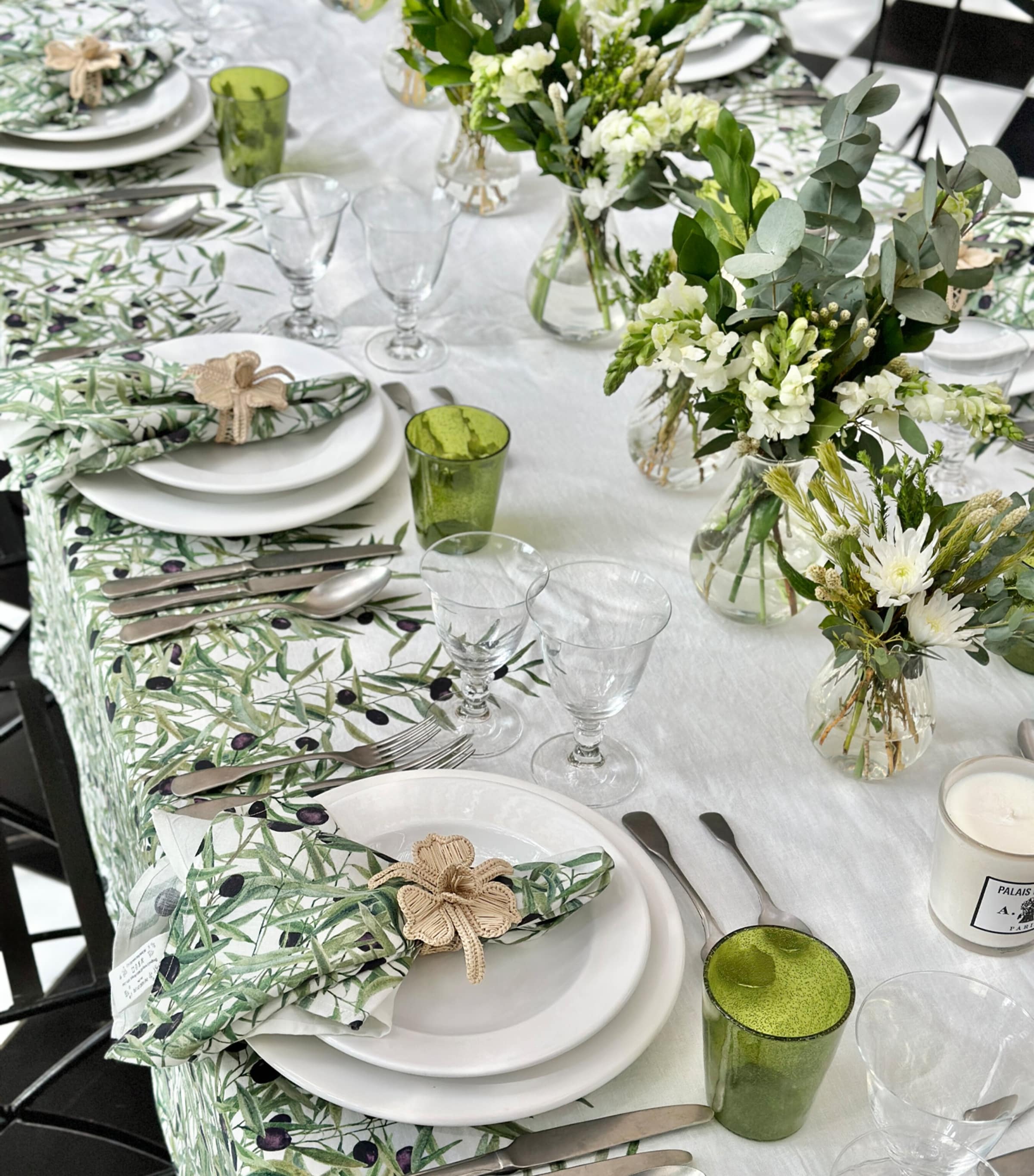 Linen L'Olivier Napkin (50cm x 50cm) GREEN Image 4