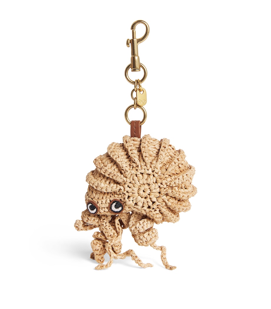 Anya Hindmarch Raffia Leather-Trim Hermit Crab Keyring Natural Raffia Image 1