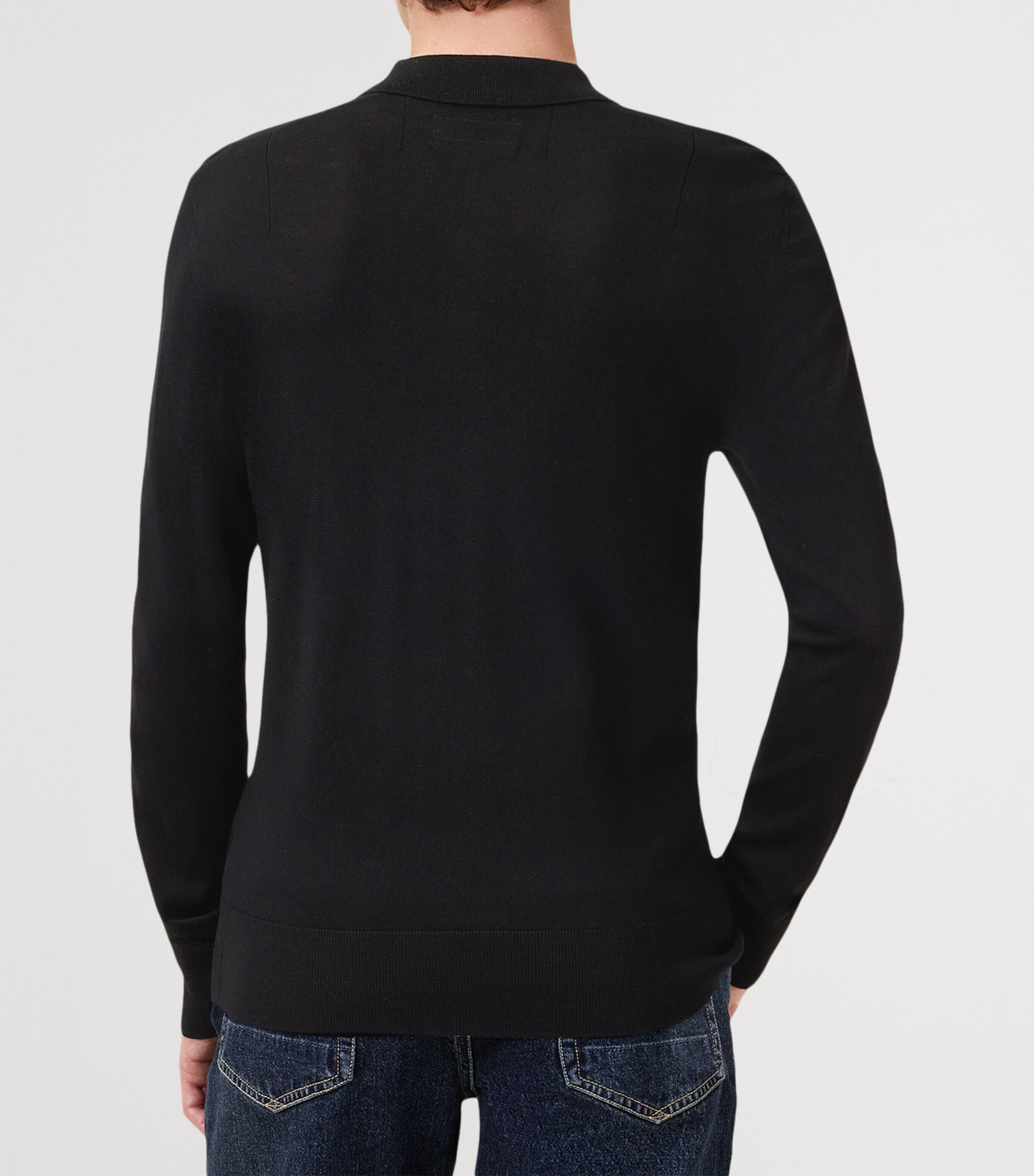 Merino Wool Mode Polo Shirt BLACK Image 7