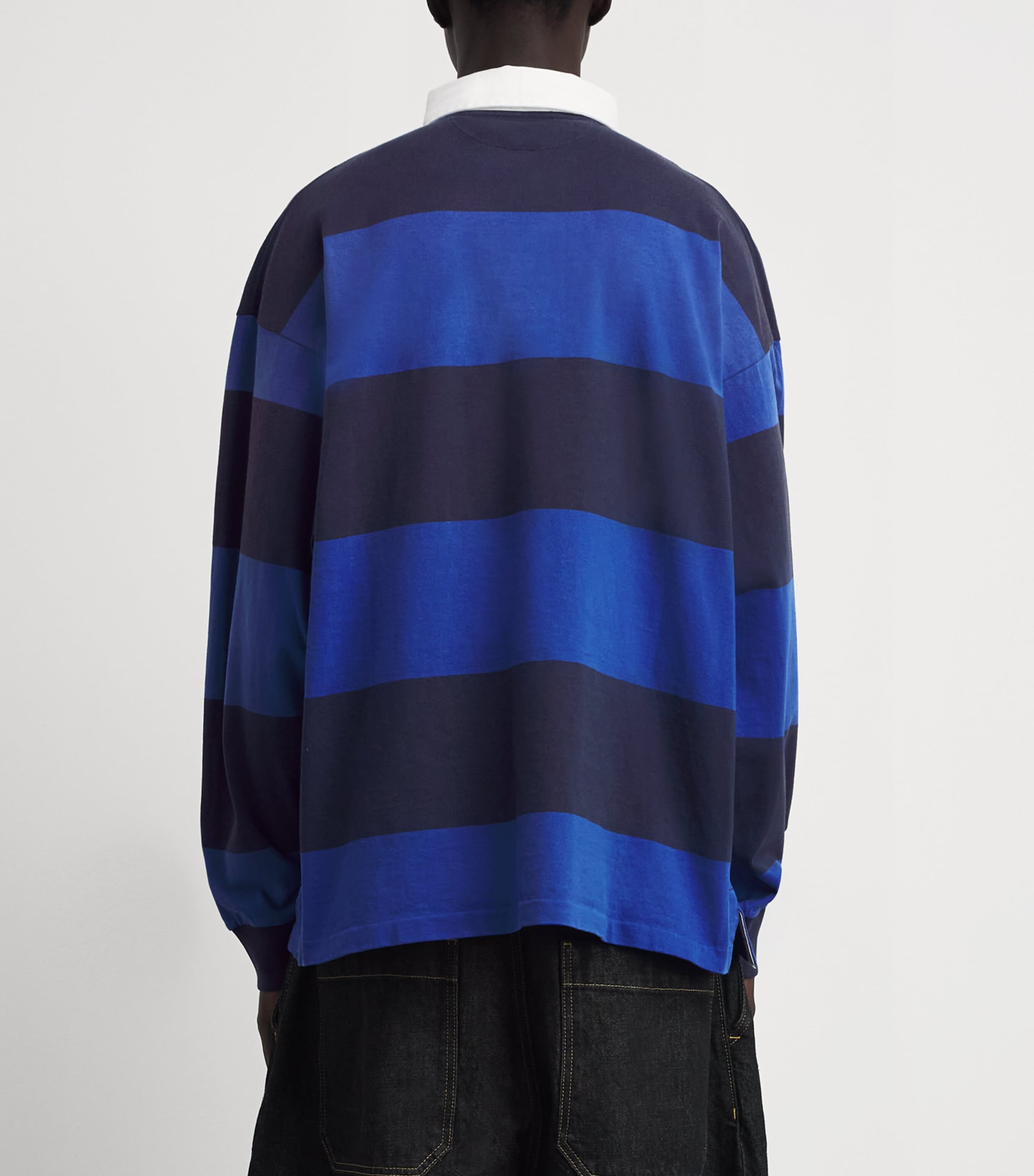 Polo Ralph Lauren Mens Cotton Stripe Rugby Shirt Cruise Ryl/nport Nvy Image 5