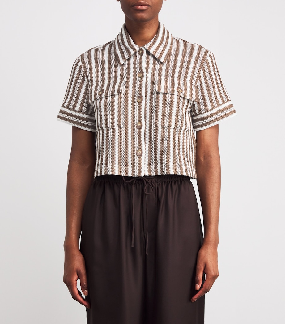 Knitted Stripe Bouvier Shirt W0372 WHITE/BROWN Image 3