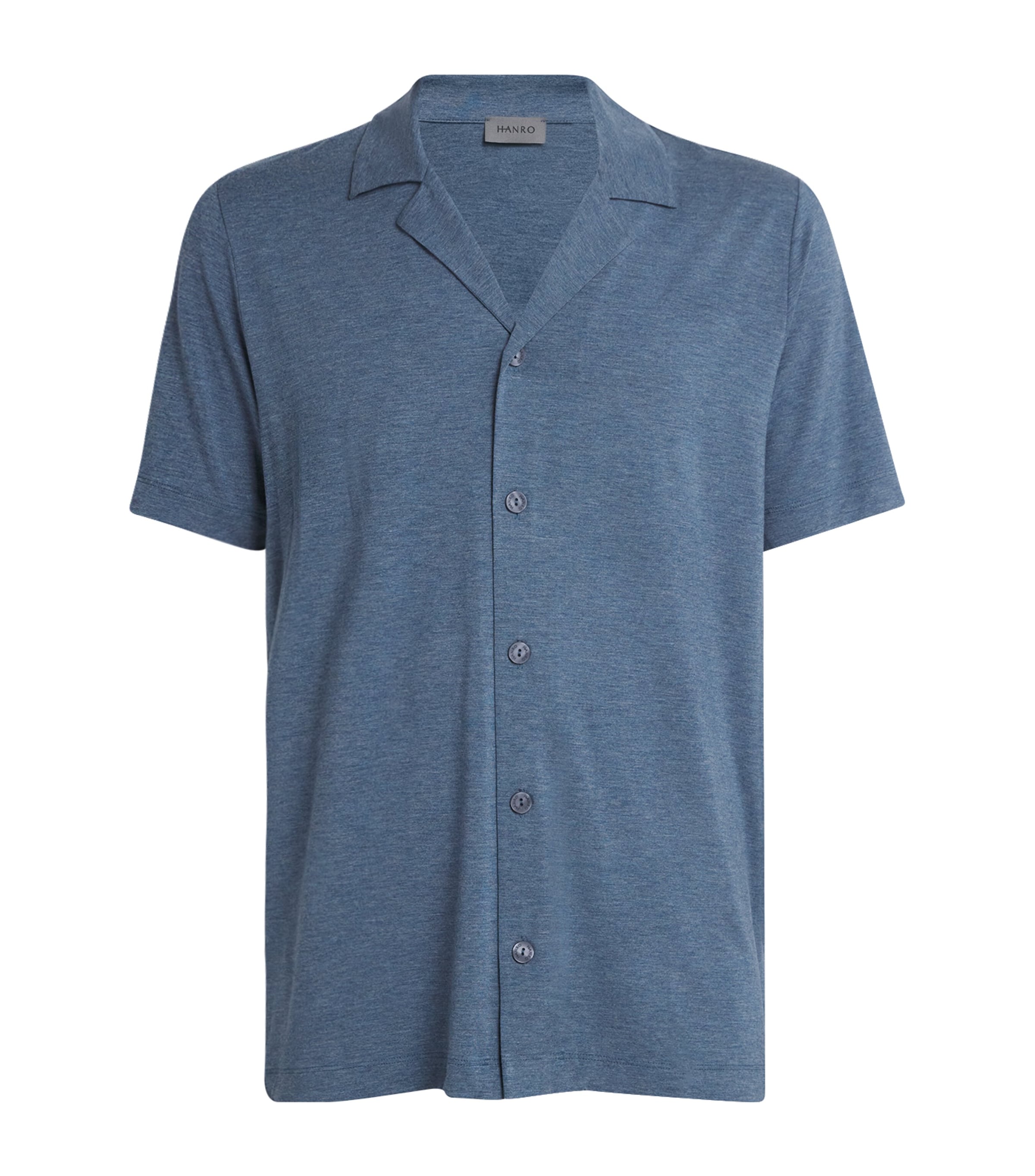 Hanro Mens Short-Sleeve Casuals Shirt Retro Blue Melg Image 1