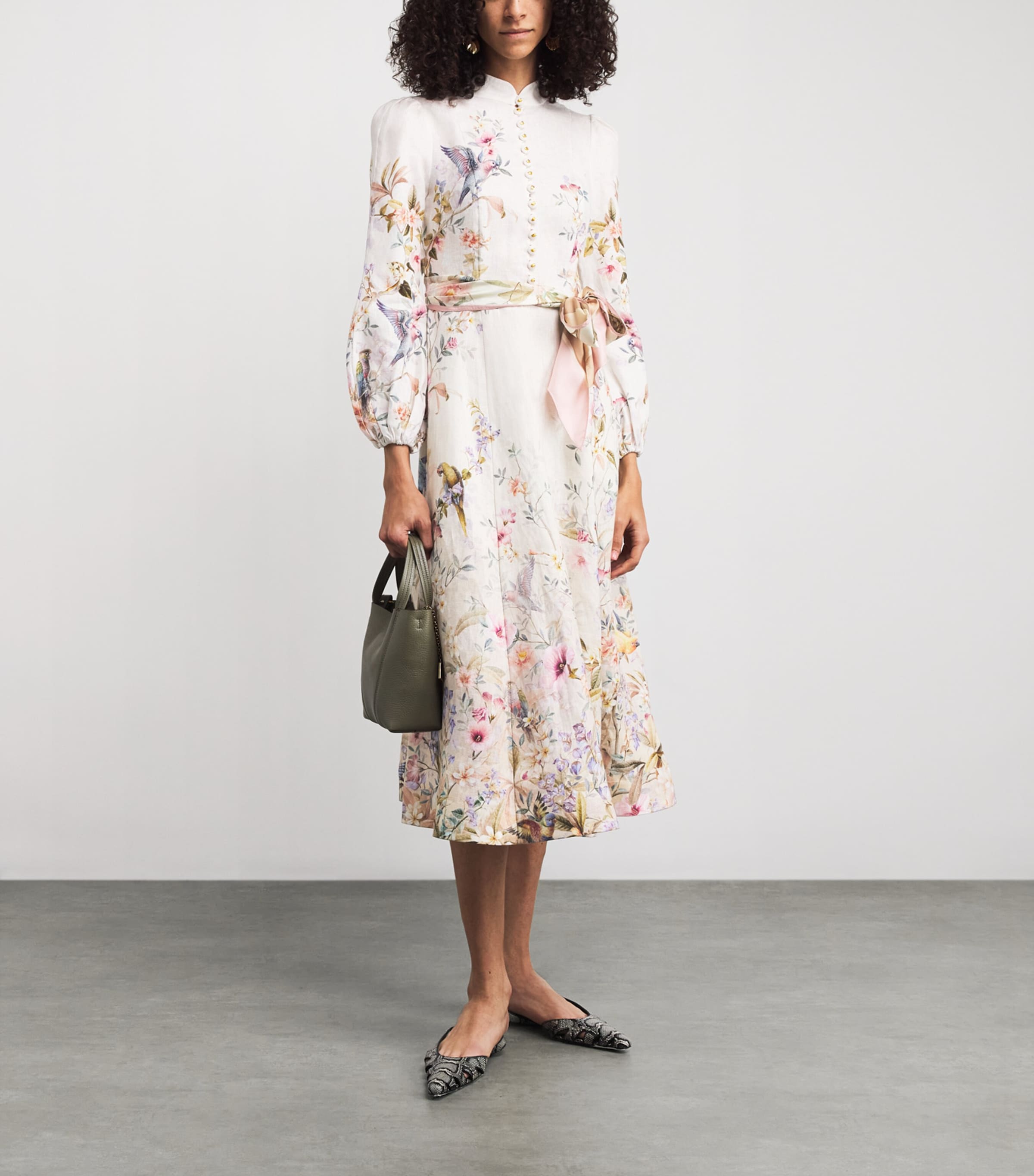 Linen Rebellion Floral Midi Dress CRMAV CREAM AVIARY Image 2