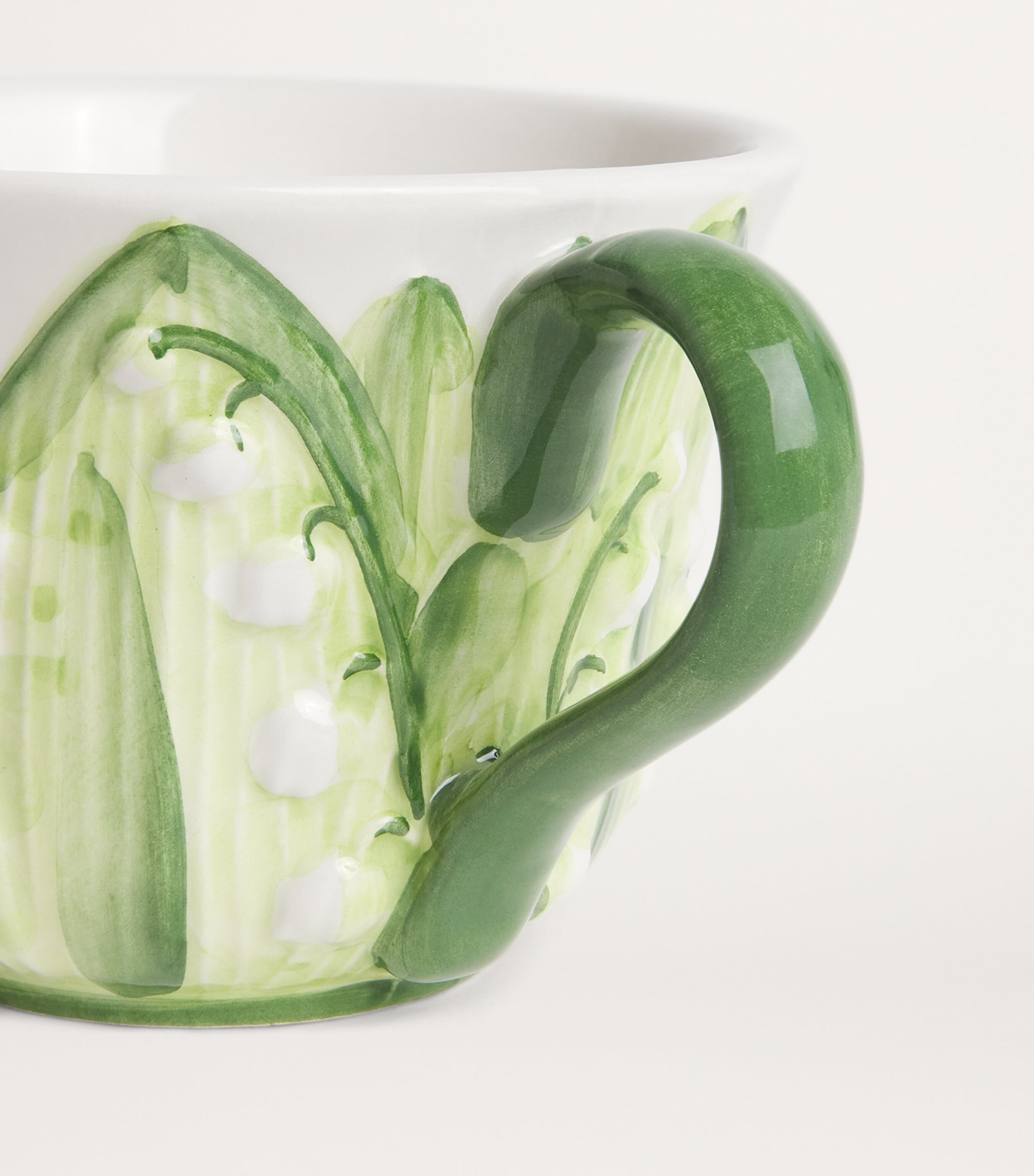 Ceramic Lily of the Valley Teacup WHITE/GREEN Image 4