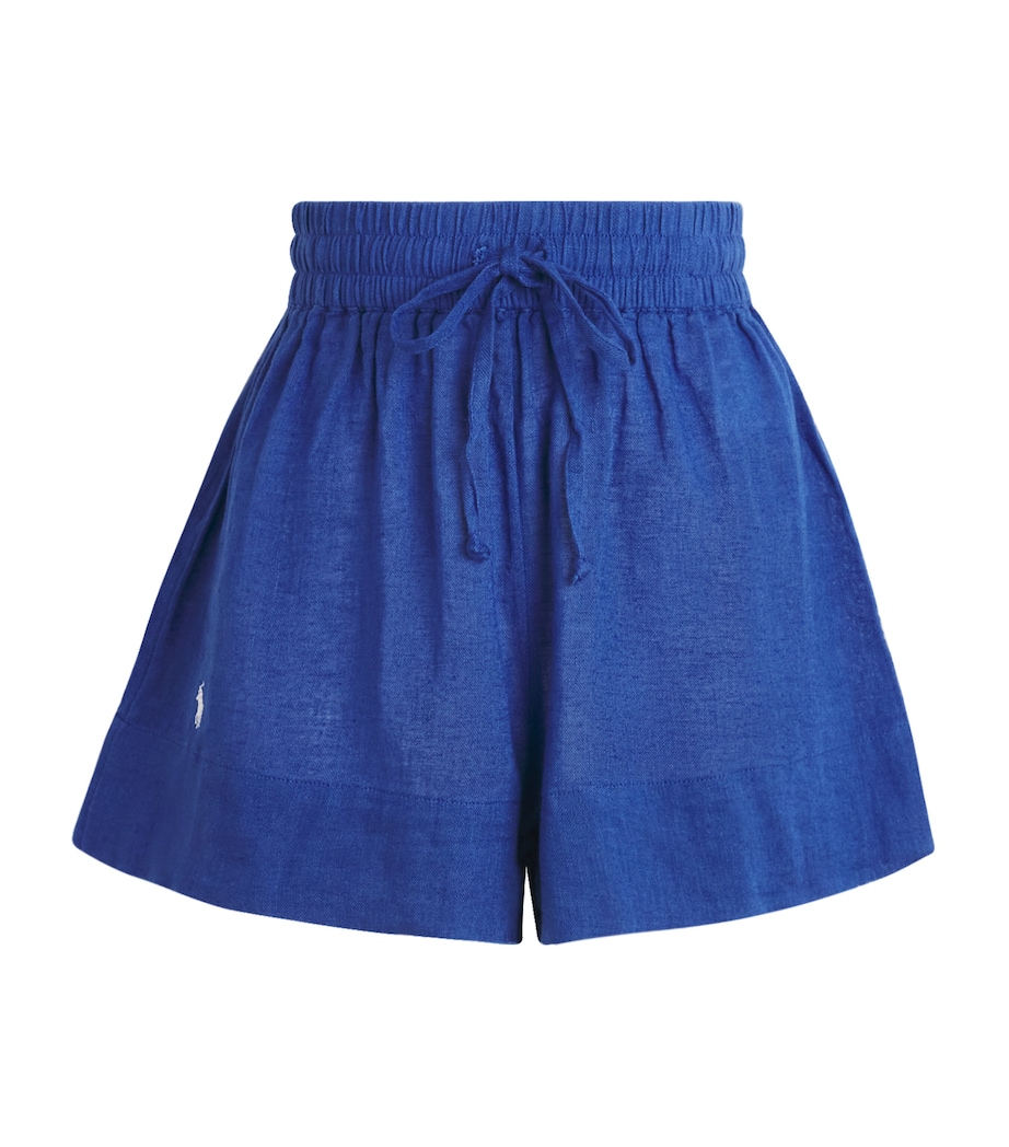 Polo Ralph Lauren Womens Organic Cotton-Linen Tie Shorts Ultra Marine Image 1