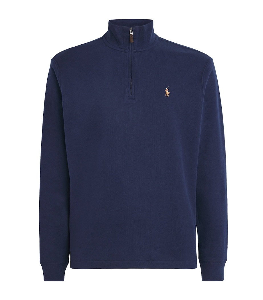 Polo Ralph Lauren Mens Cotton Quarter-Zip Sweatshirt Navy Image 1