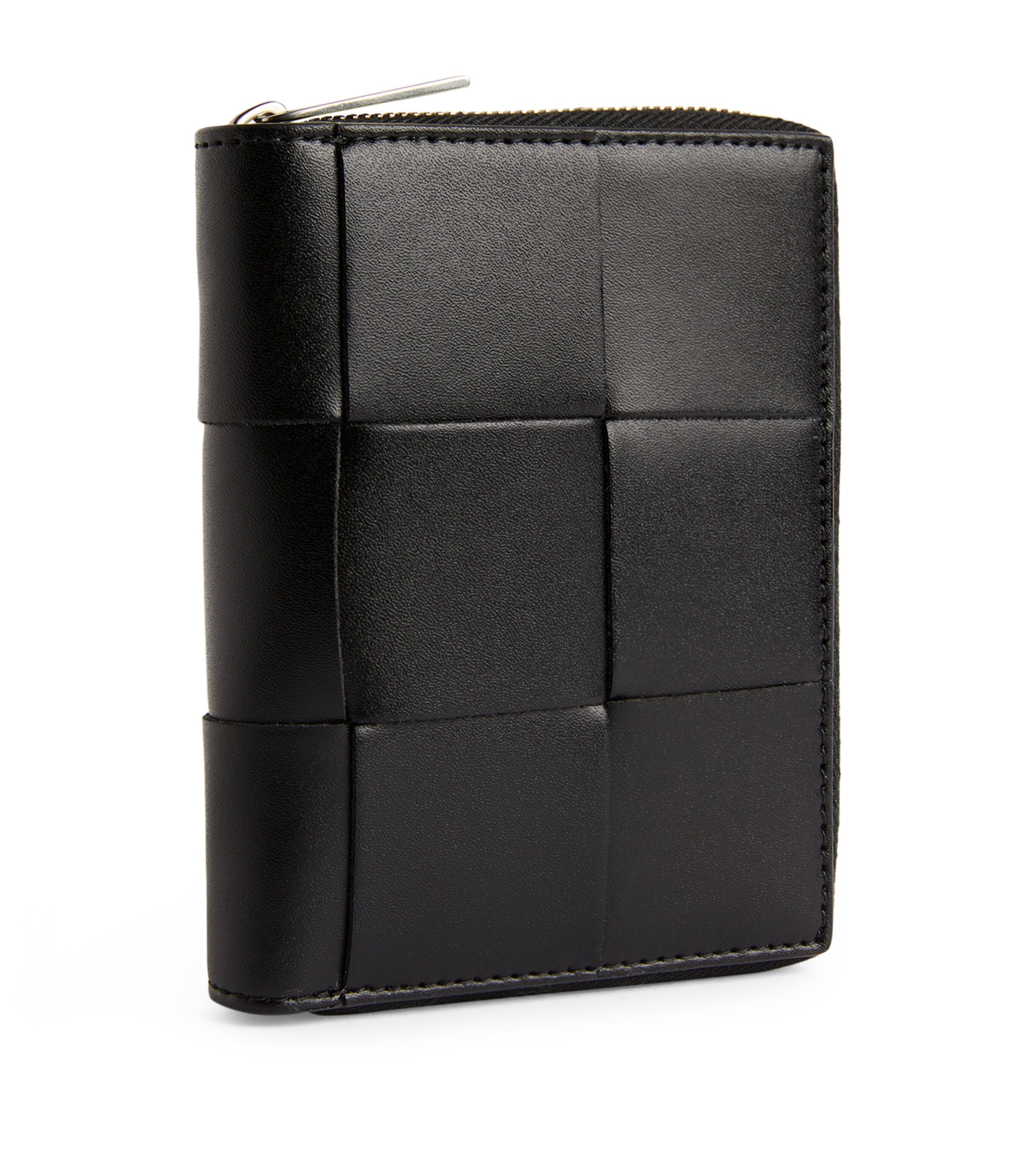 Leather Intreccio Wallet BLACK-SILVER Image 2