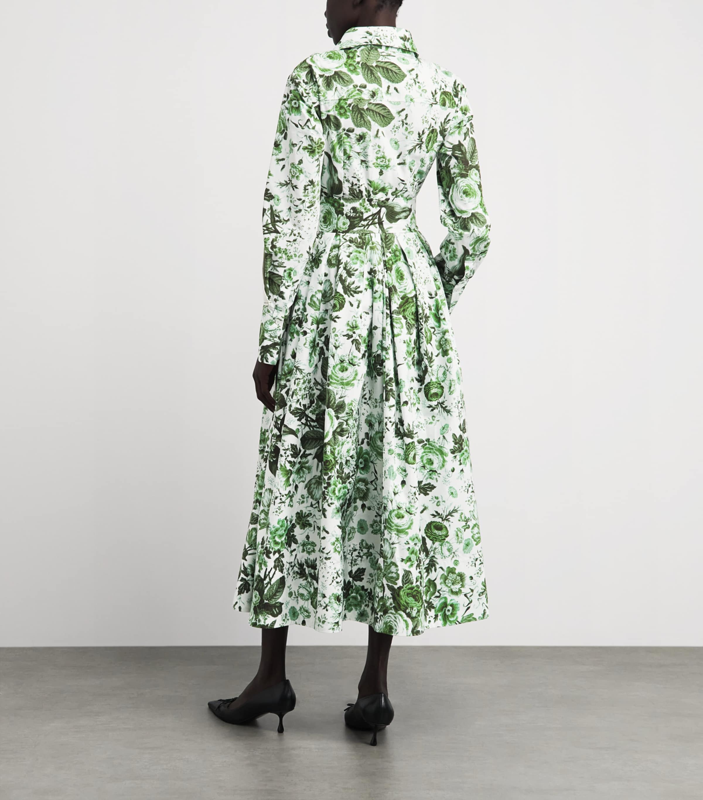 Erdem Green Organic Cotton Floral Midi Shirt Dress | Harrods UK