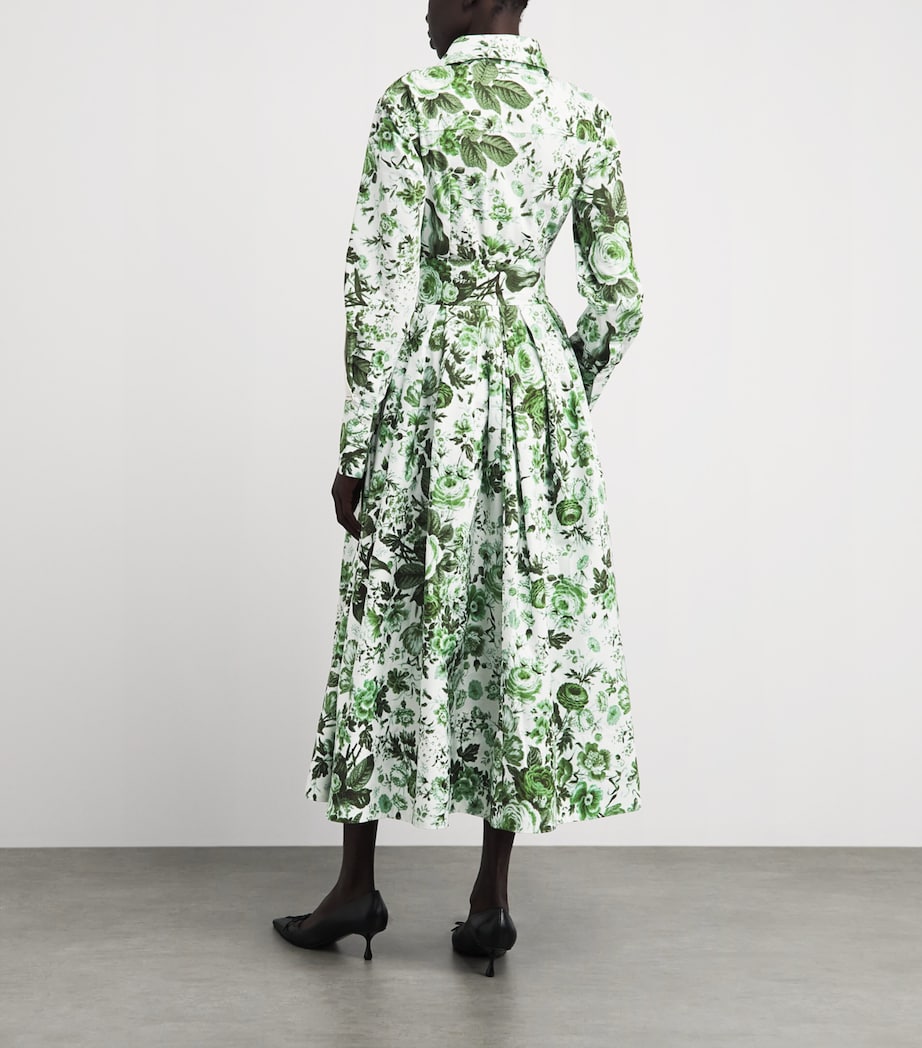 Erdem Womens Organic Cotton Floral Midi Shirt Dress Atknson Floral Green Image 4