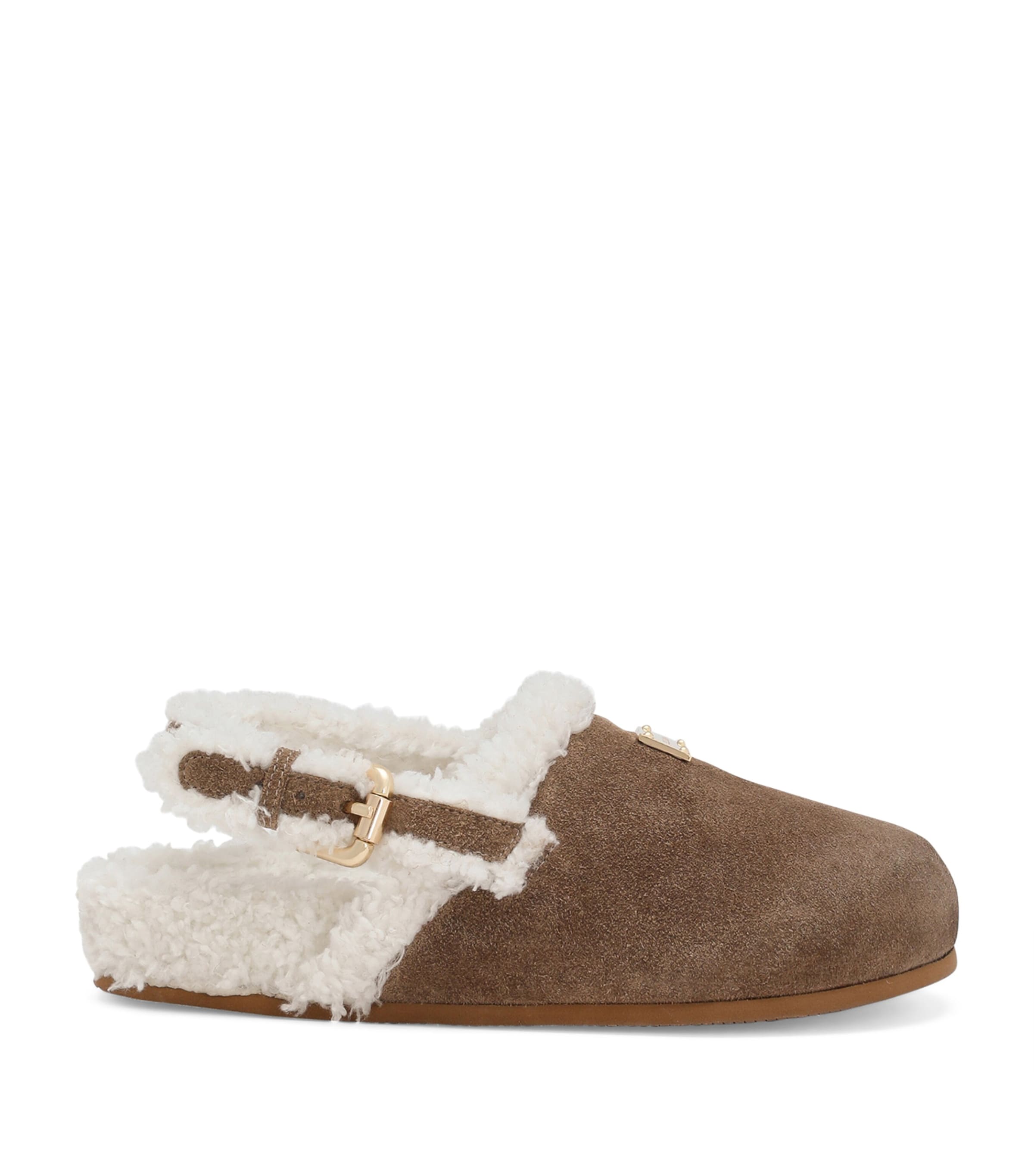 Dolce & Gabbana Kids' Suede Sherpa Mules In White