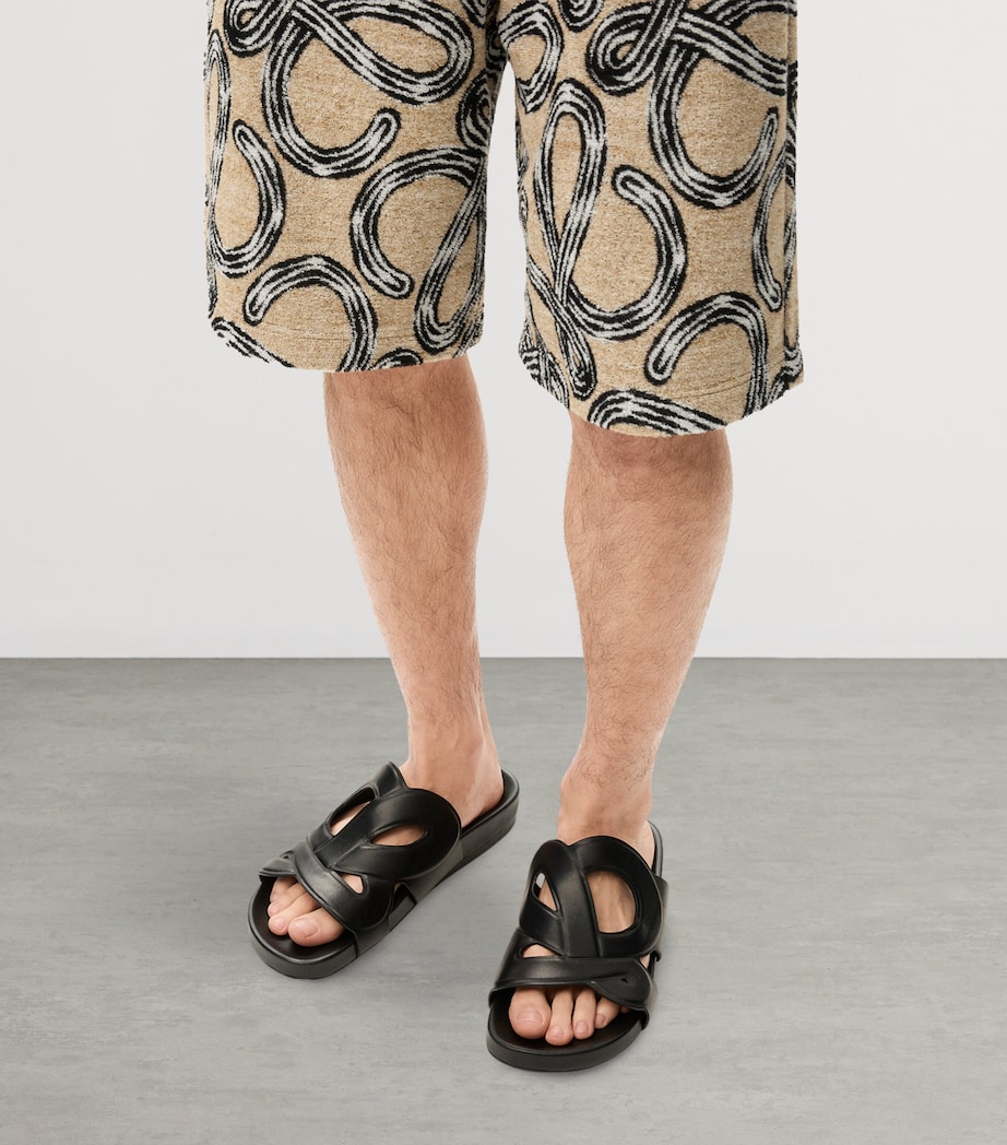 LOEWE x Paula's Ibiza Leather Monogram Ease Slides Black Image 2