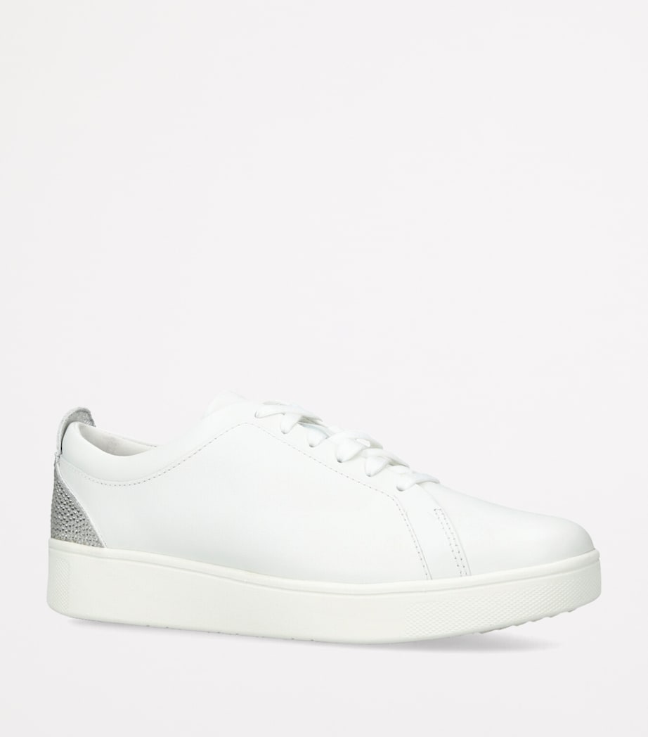 FitFlop Leather Embellished Rally Sneakers Silver Com Image 3