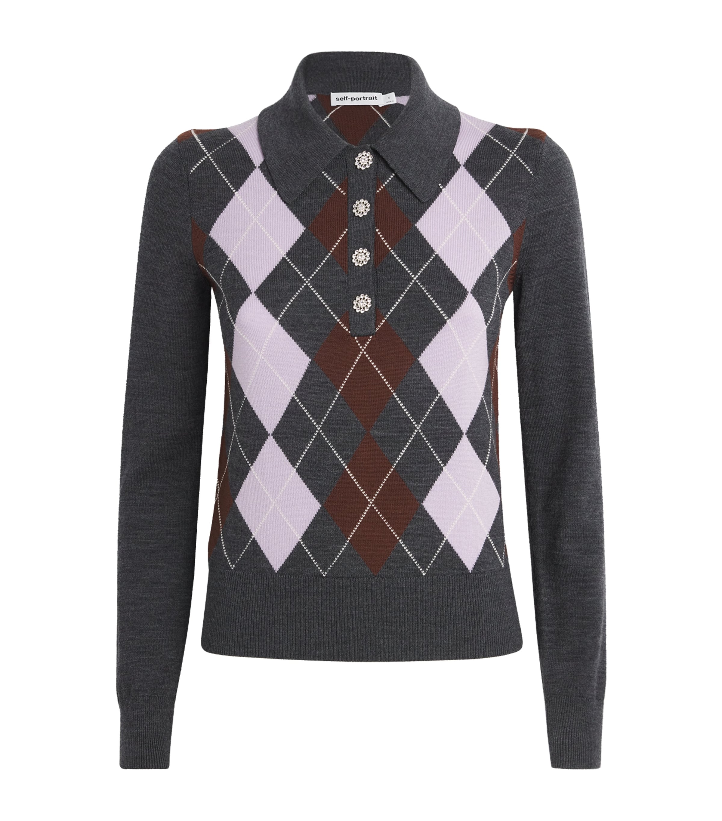 Wool Argyle Sweater GREY Image 1