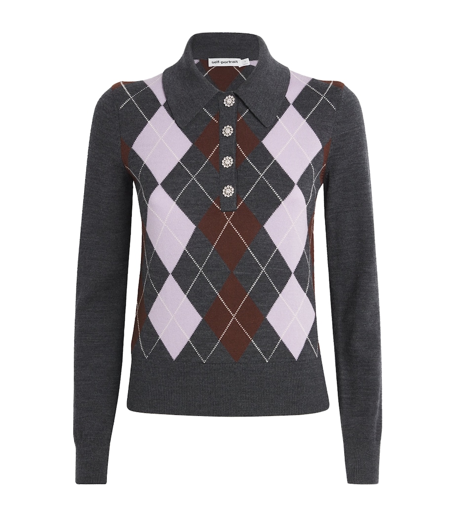 Wool Argyle Sweater GREY Image 1