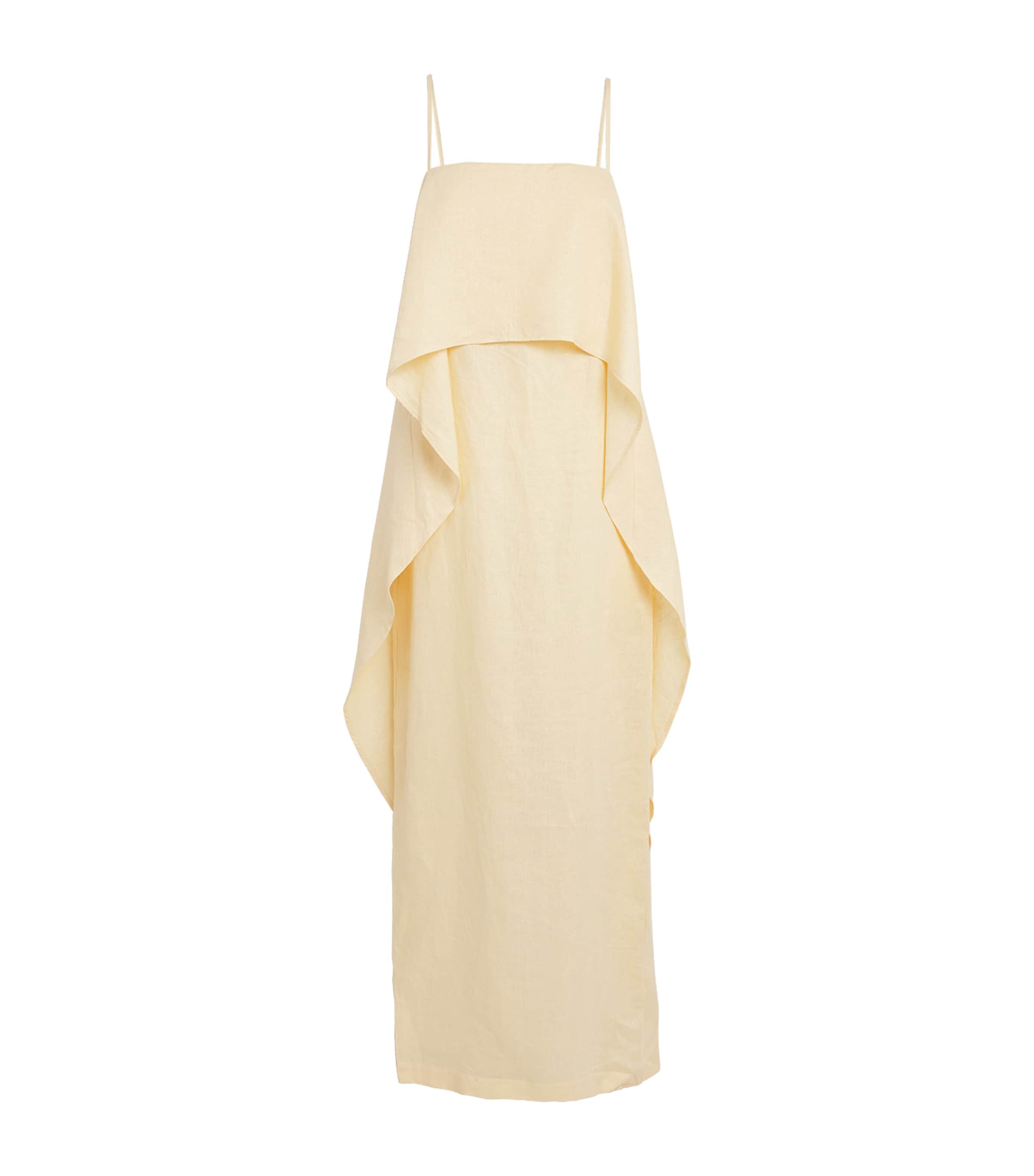 Staud Linen Valencia Maxi Dress In Yellow
