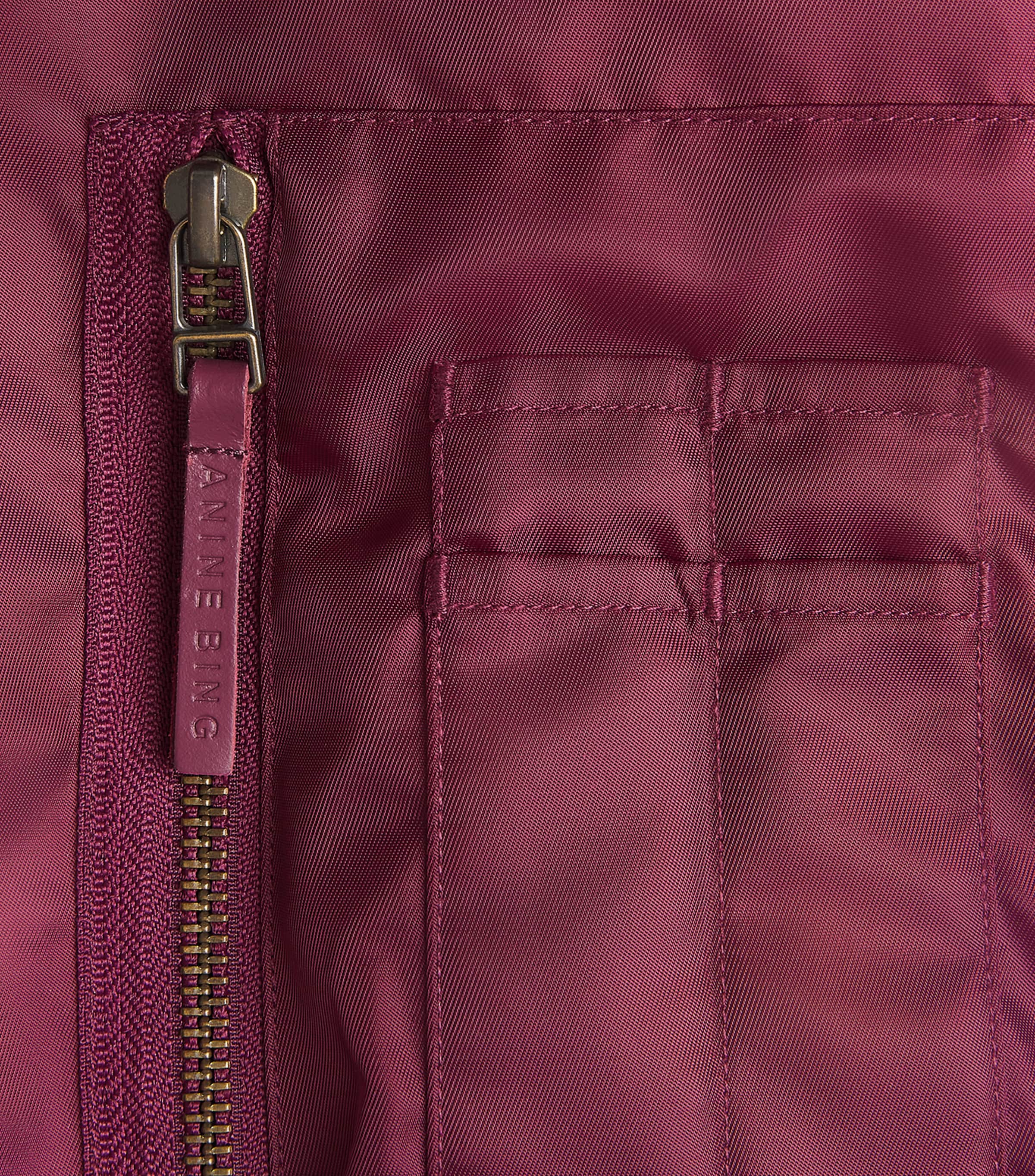 ANINE BING Womens Cropped Leon Bomber Jacket Burgundy Image 6