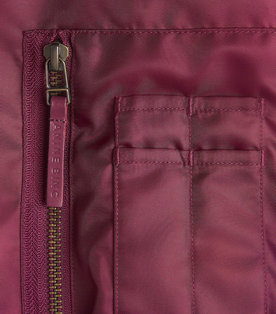 ANINE BING Womens Cropped Leon Bomber Jacket Burgundy Image 6