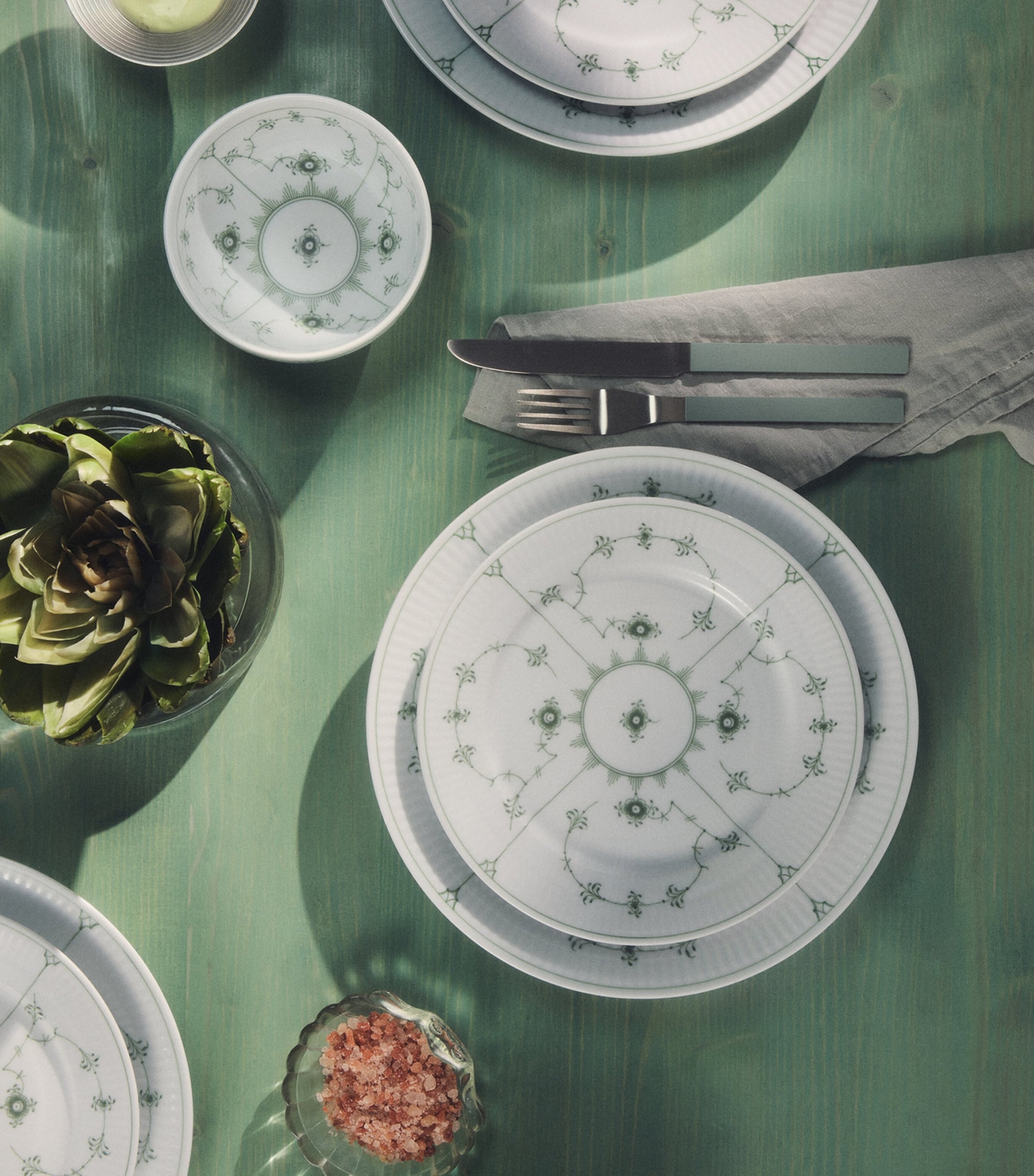 Royal Copenhagen Porcelain Green Fluted Plain Plate (27cm) Green Image 2