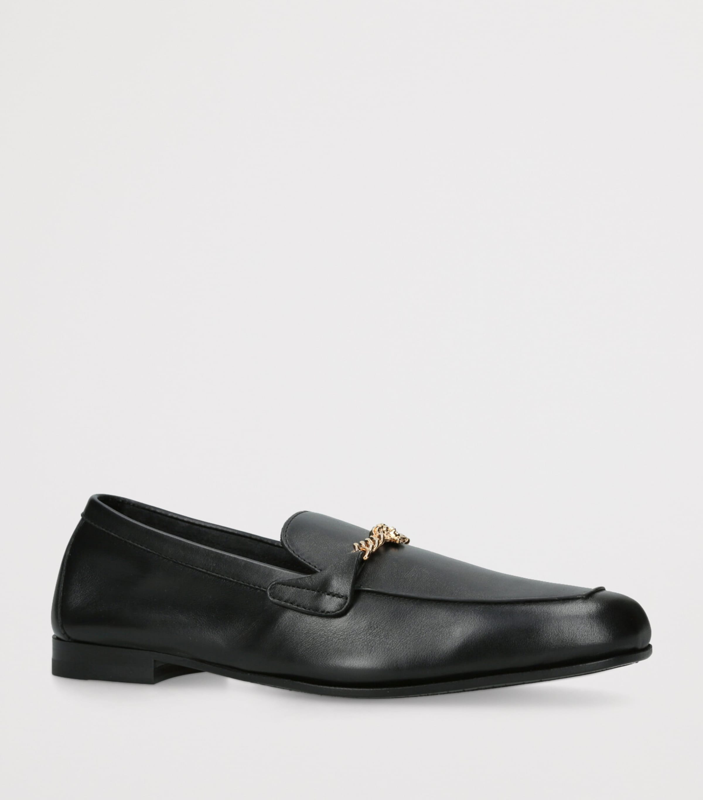 Versace Leather Medusa Chain Loafers Black Image 3