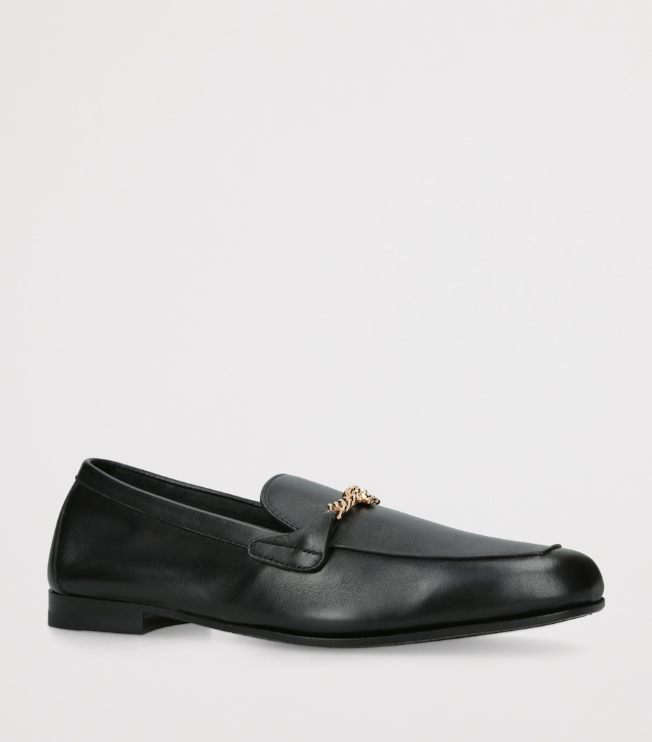 Versace Leather Medusa Chain Loafers Black Image 3