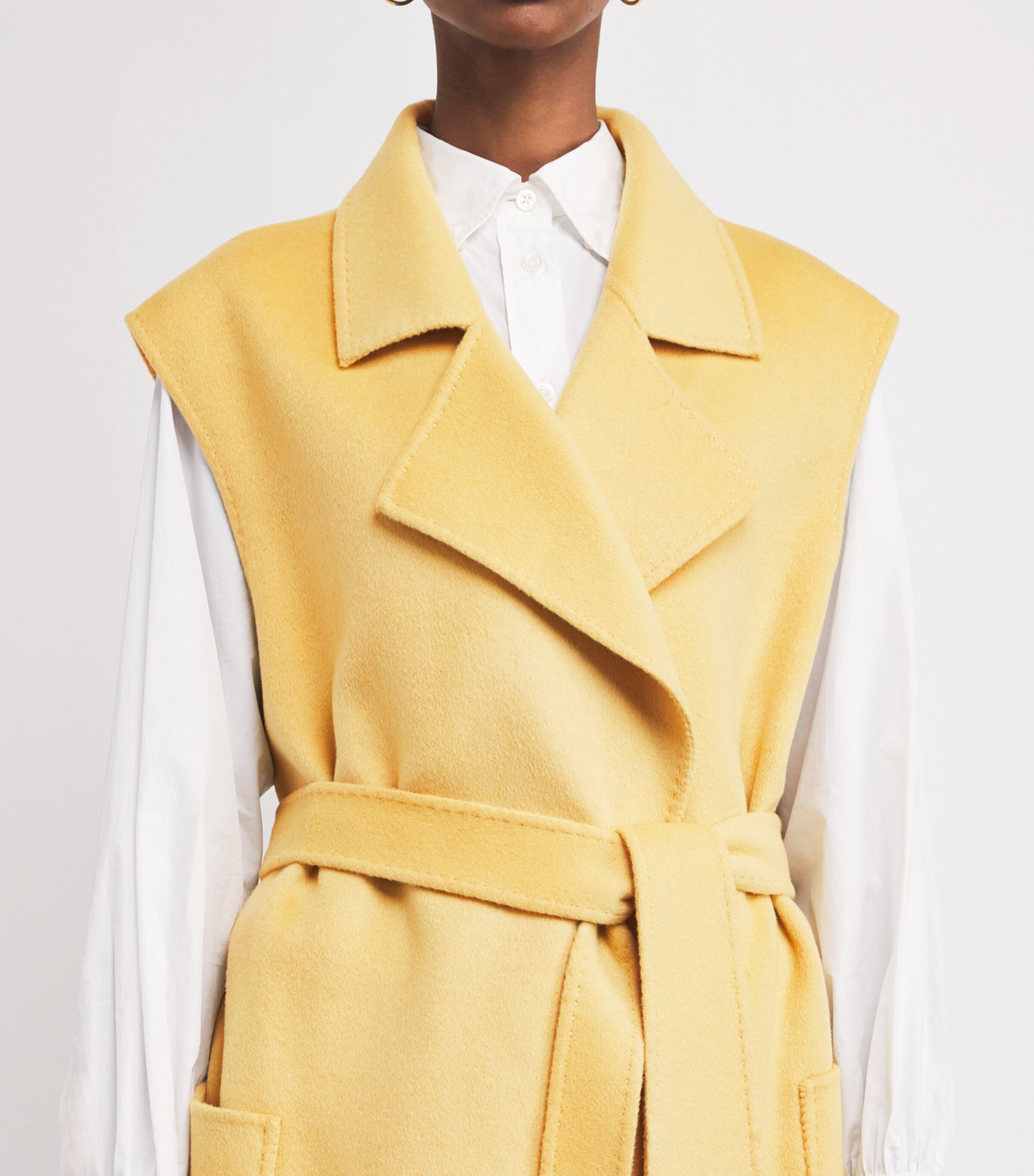 Wolk Morais Womens Cashmere Sleeveless On Set Wrap Coat Hay Image 6
