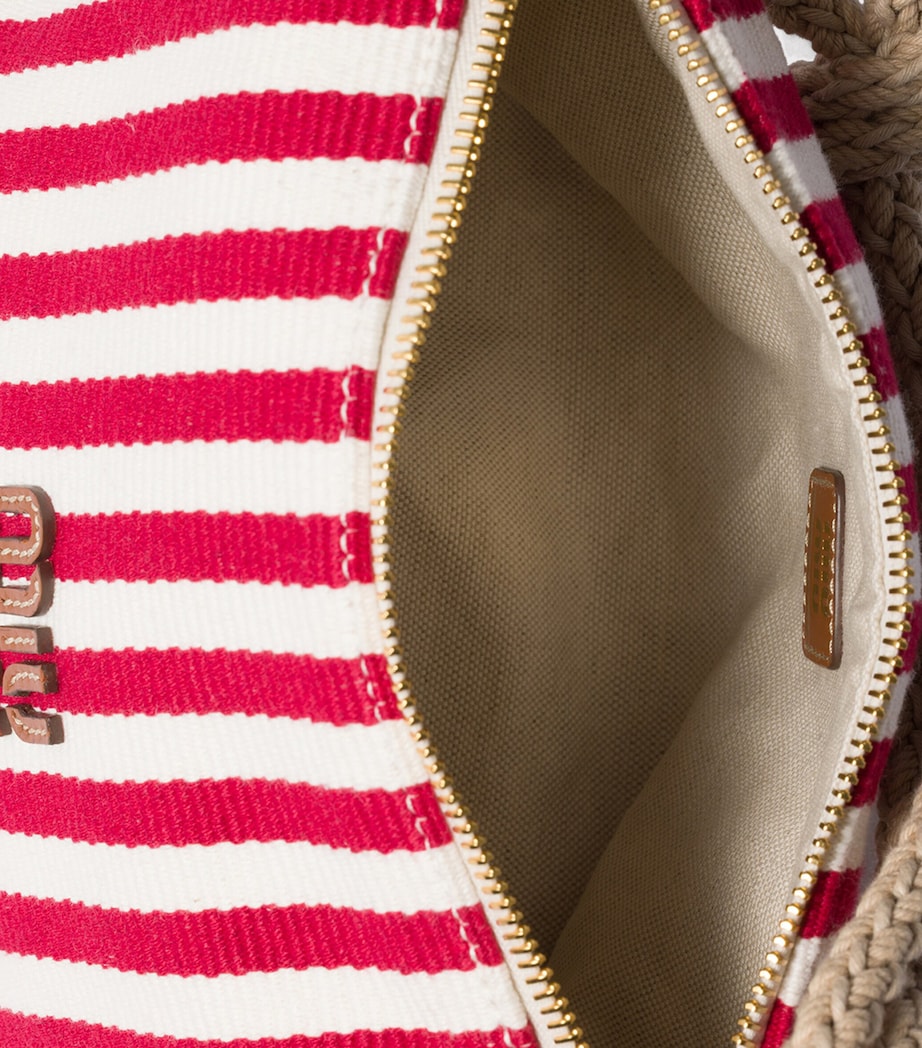 Miu Miu Cotton Stripe Pouch Bag Red Image 5