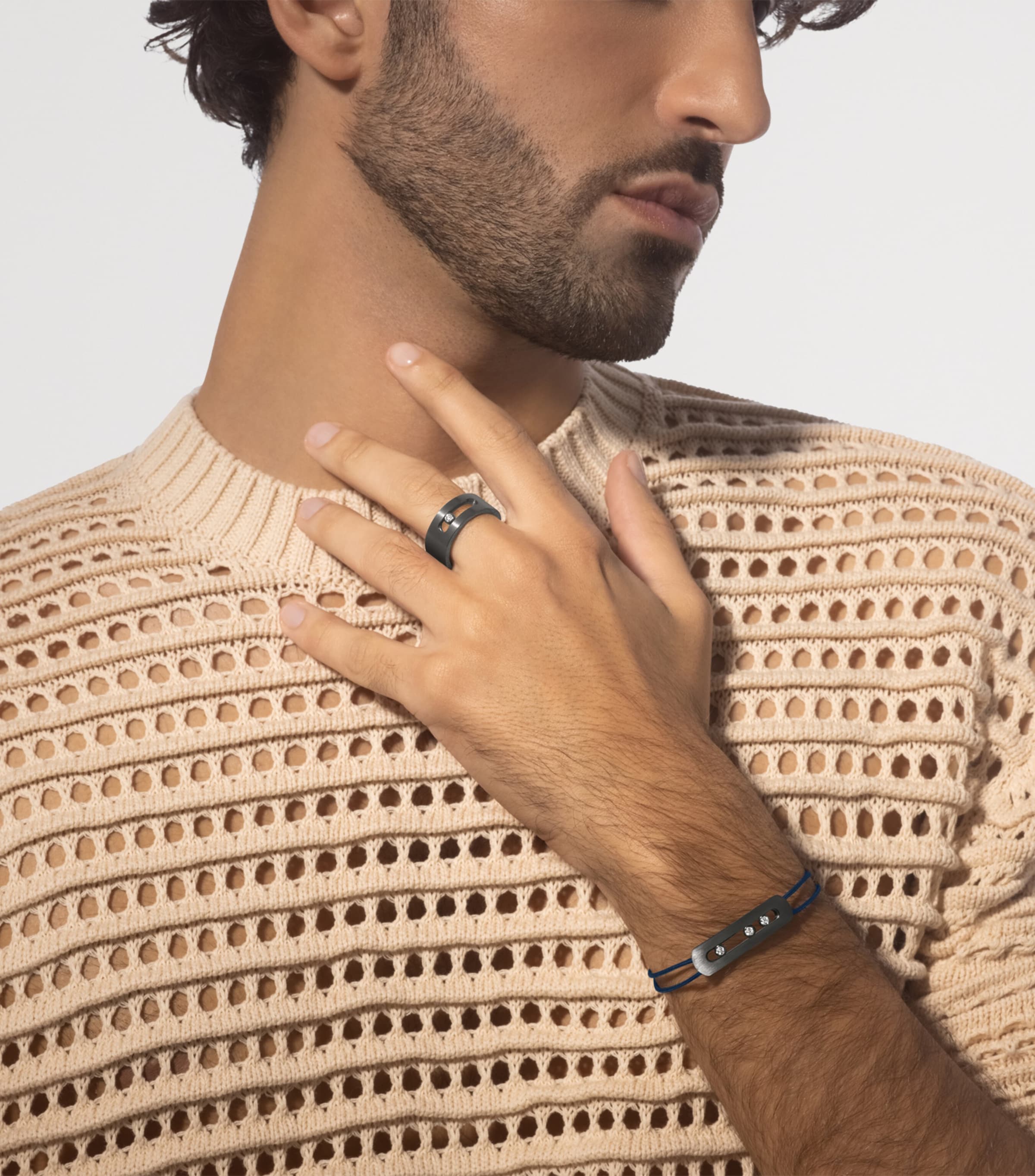 Messika Move Graphite Titanium and Diamond Cord Bracelet (0.23ct) Titanium Grey Image 2