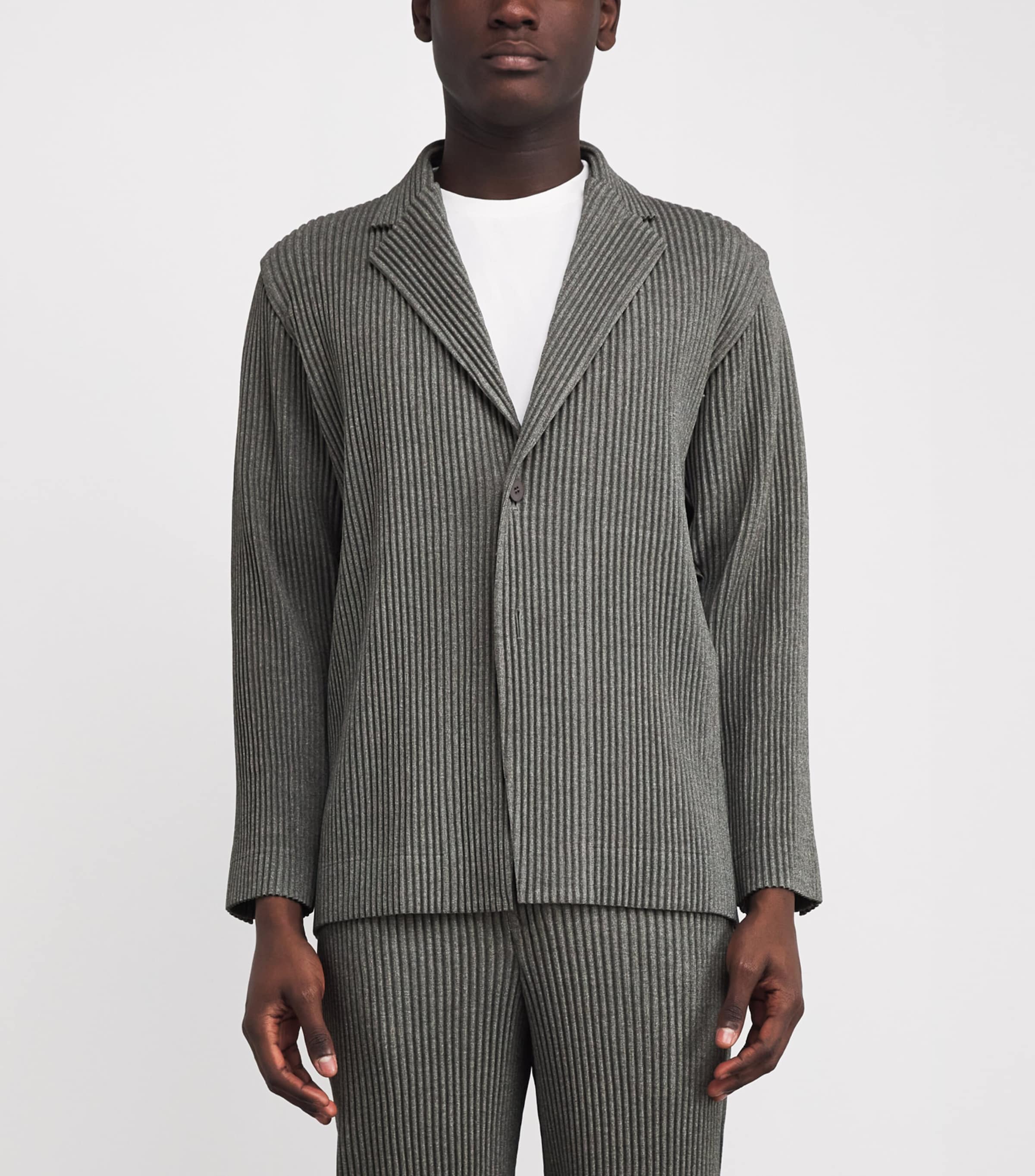 Wool-Effect Pleated Blazer 12-GRAY Image 3