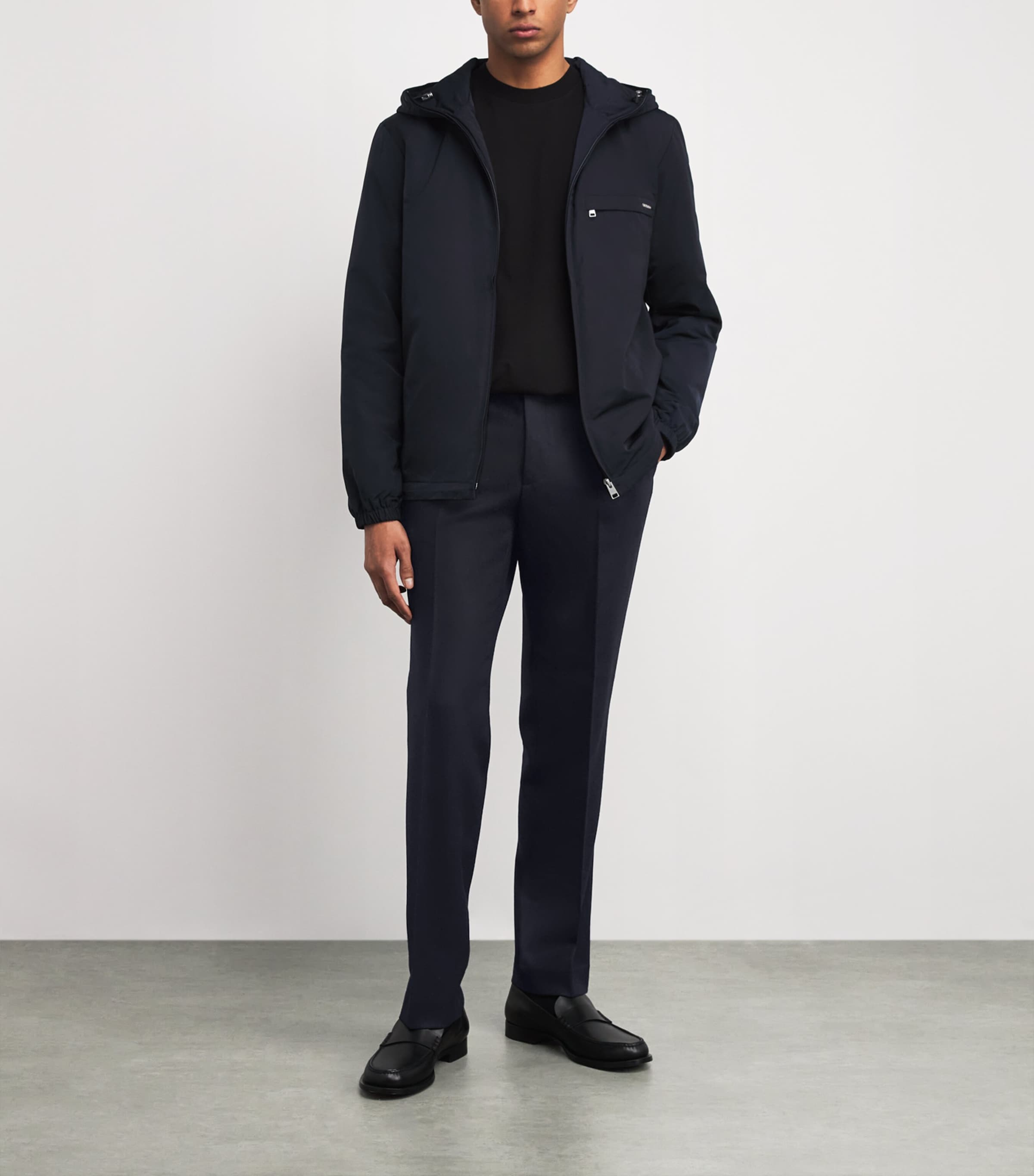 Virgin Wool Tailored Trousers NAVY BLUE Image 2