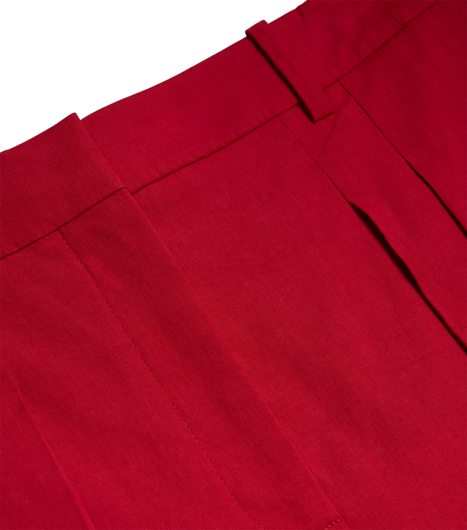 Linen-Blend Pleated Shorts N0F CHERRY Image 2