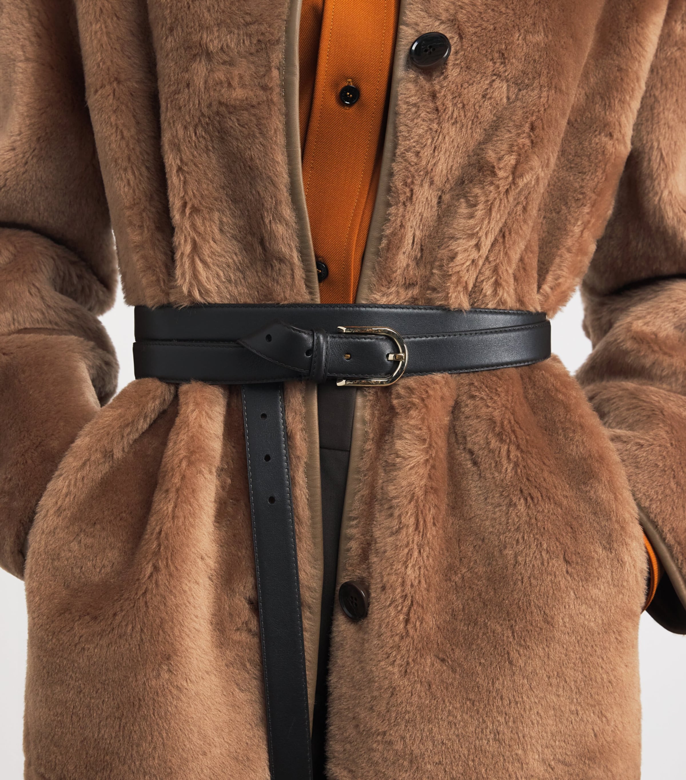 Shearling-Leather Reversible Rilana Coat OAK Image 7