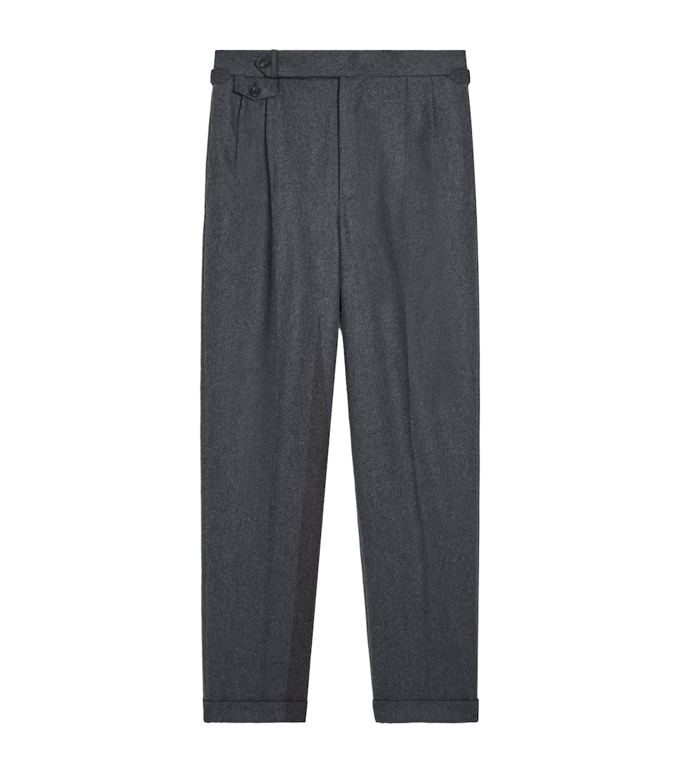 Wool-Cashmere Flannel Pleated Trousers
