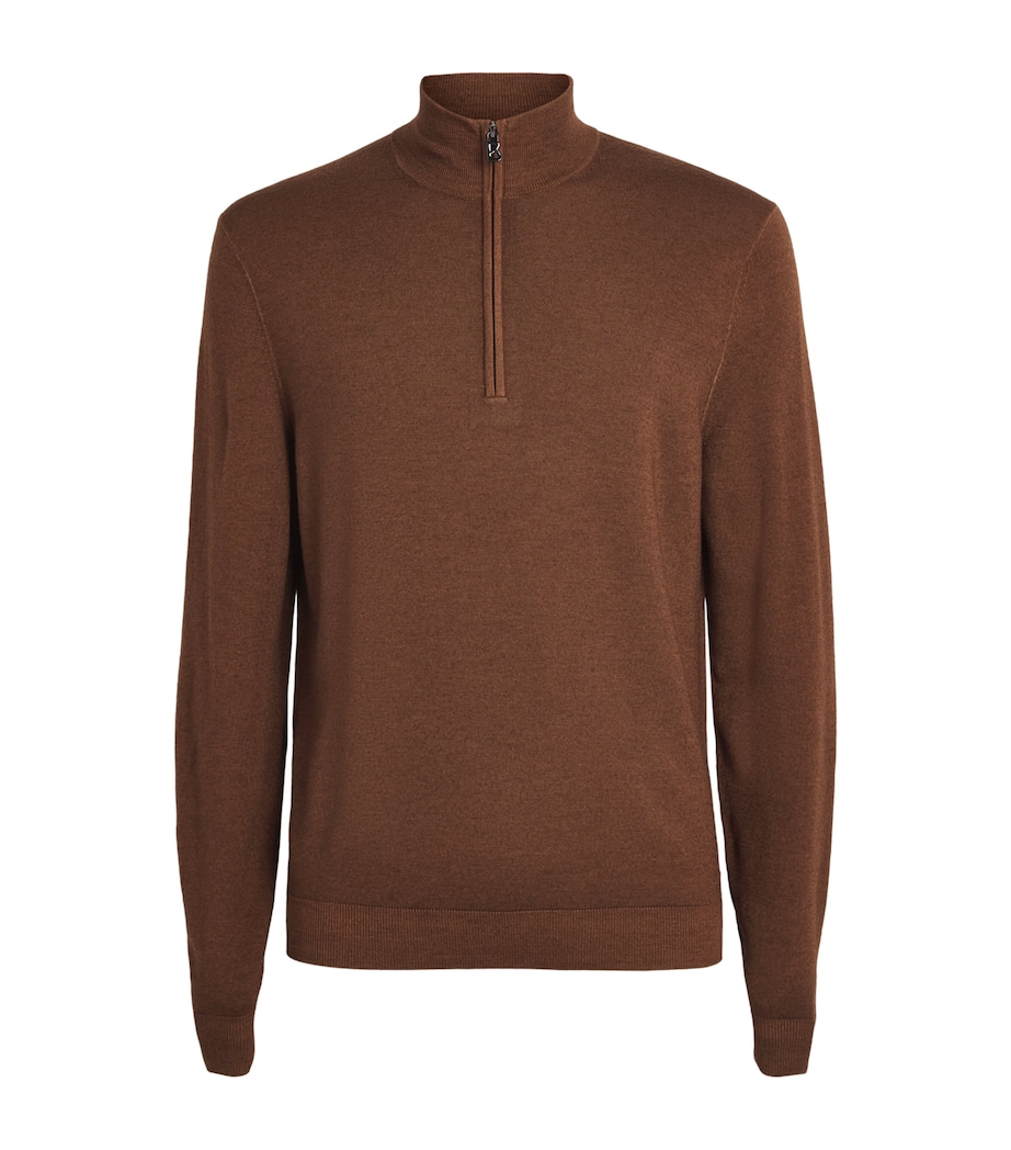 Bogner Mens Virgin Wool Ouri Quarter-Zip Sweater Brown Image 1