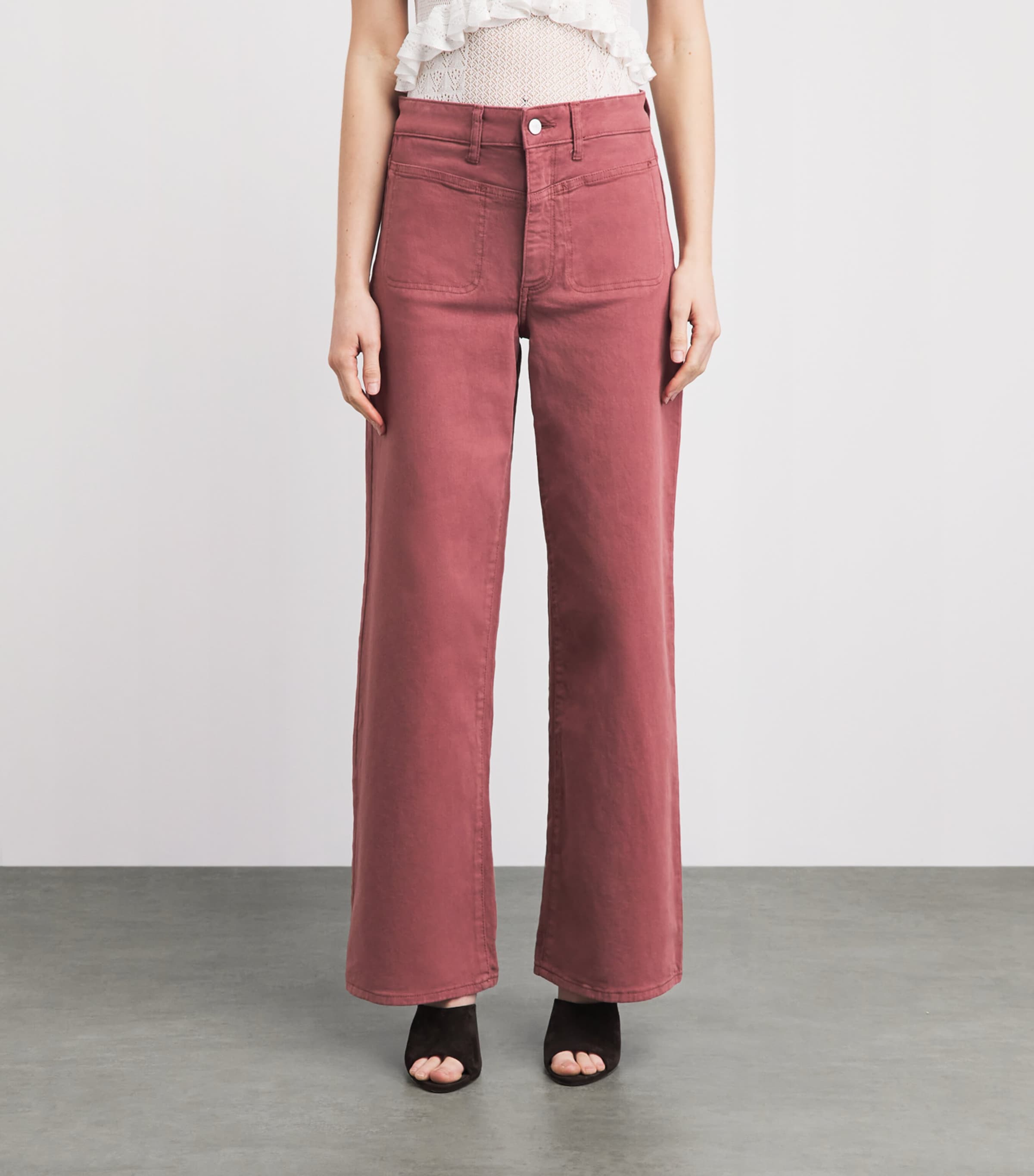 PAIGE Womens Anessa Wide-Leg Jeans Vintage Brick Berry Image 4