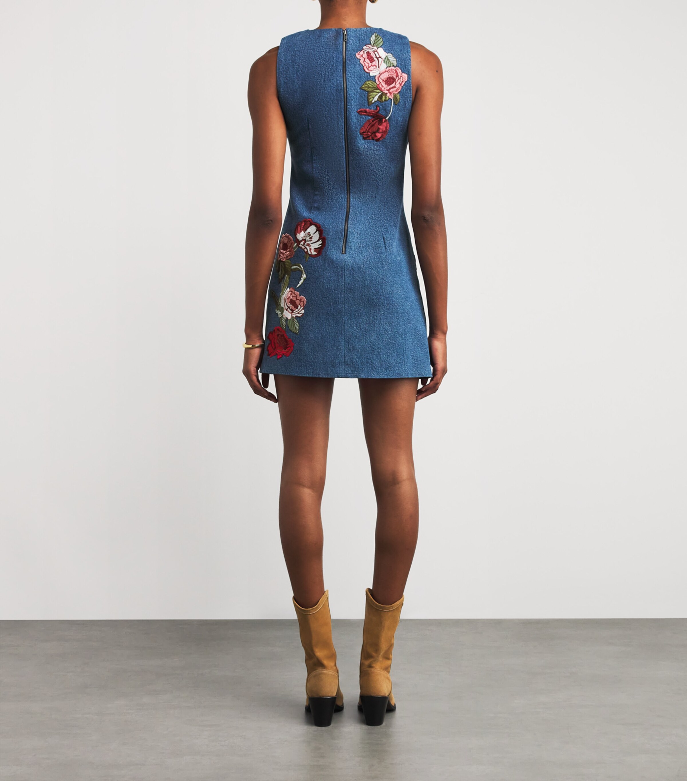 Denim Embroidered Mini Dress BRKLYN BLUE/MLT F437 Image 3